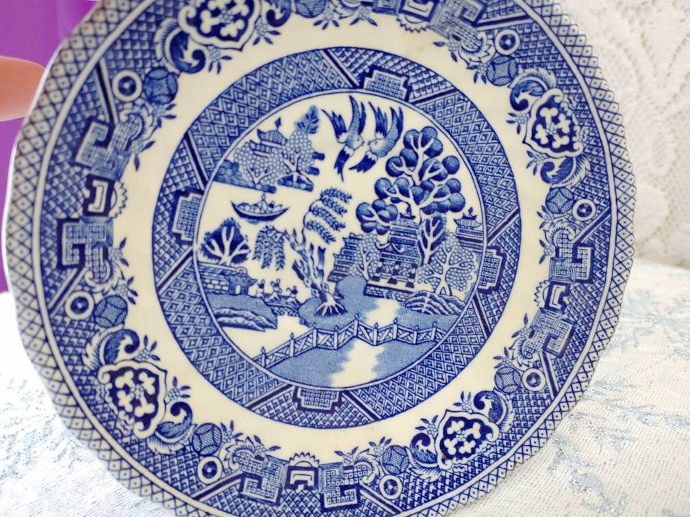 Myott Meakin Tableware Blue Willow Tea Cup Saucers 2 Swirl Pattern