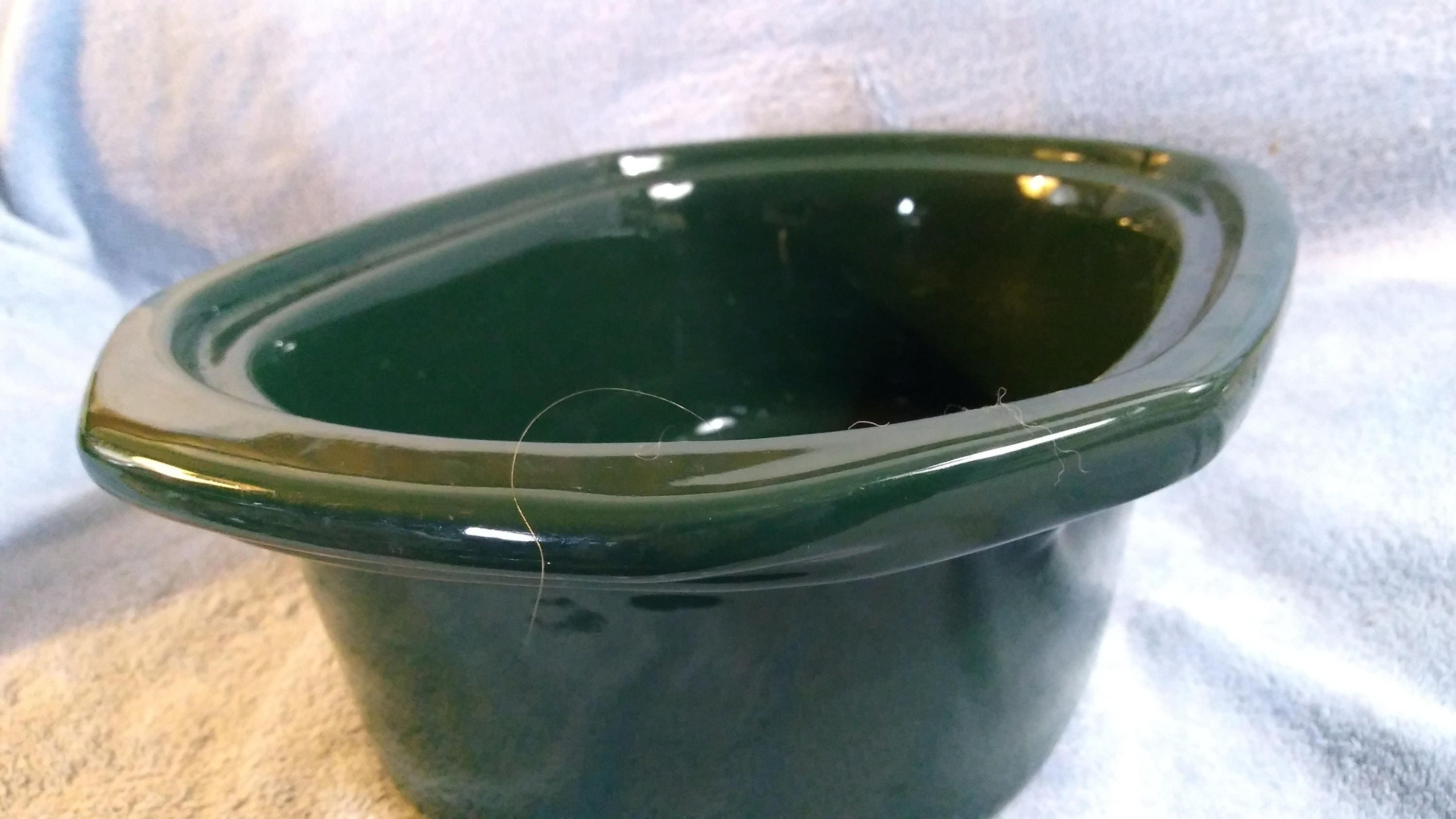 Vintage 4 1/2 Qt Replacement Dark Forest Green Oblong Crock Pot Insert