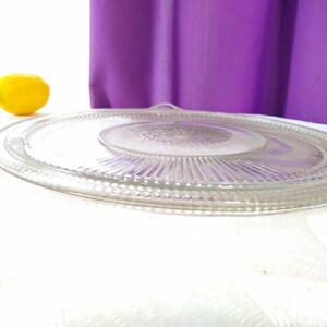 Large Glass Cake Plate 3 footed Large 12 Inch Rare Fits 11 Inch Cake RARE Kitsch Kitchen Cake Fitd 11 Inch Cake Cover. image 9