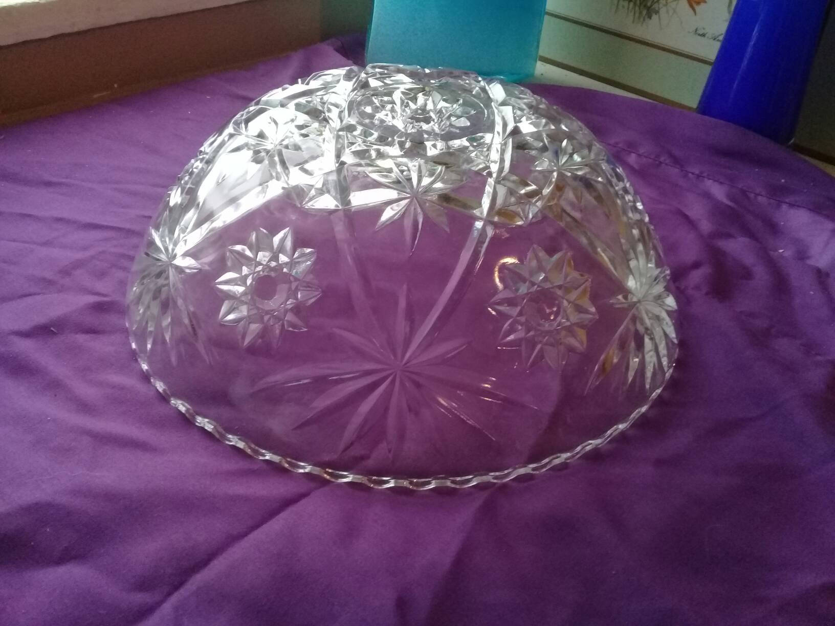 Anchor Hocking EAPG Star Of David Crystal Clear Glass Large Salad