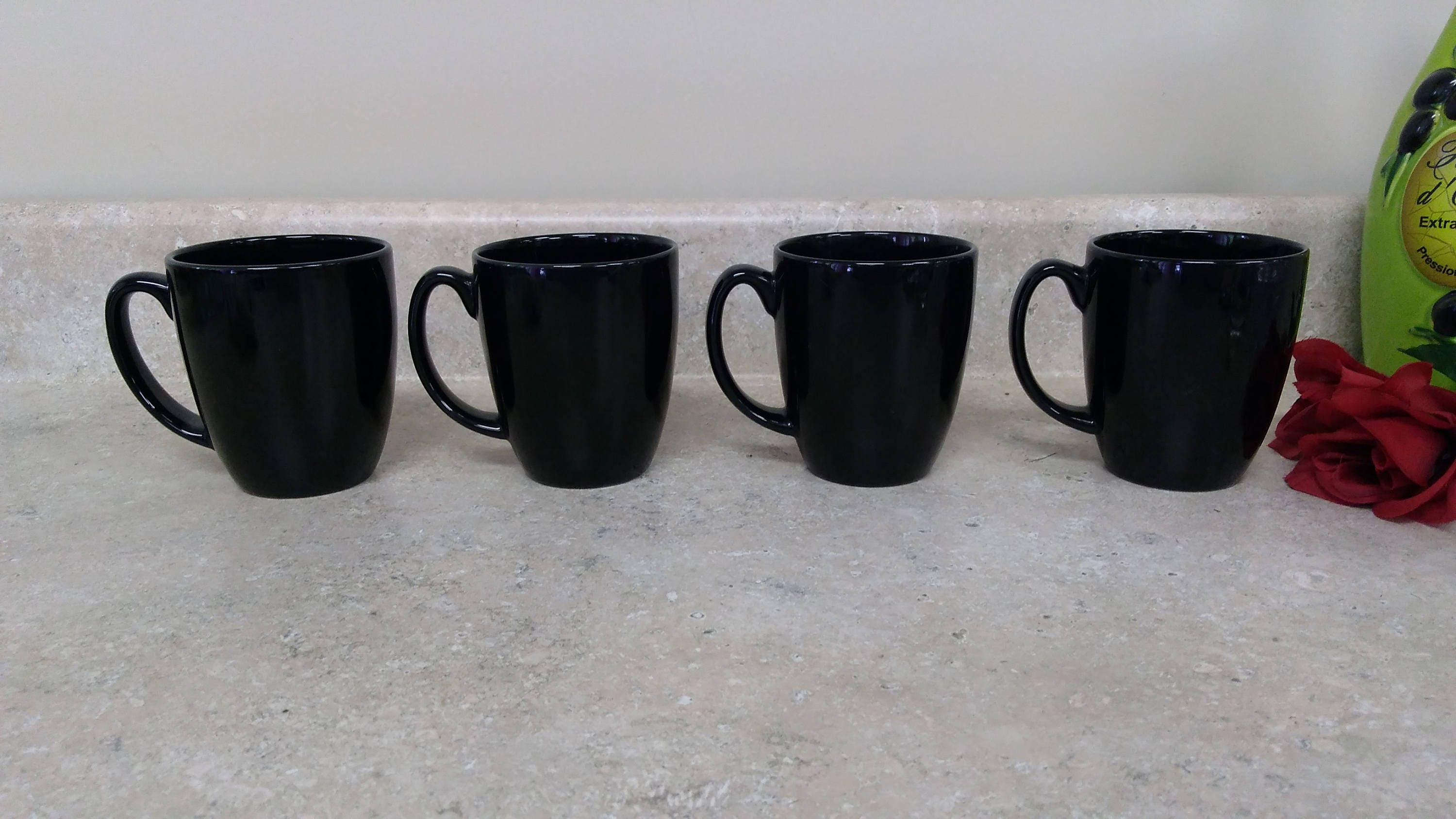 corelle black mugs