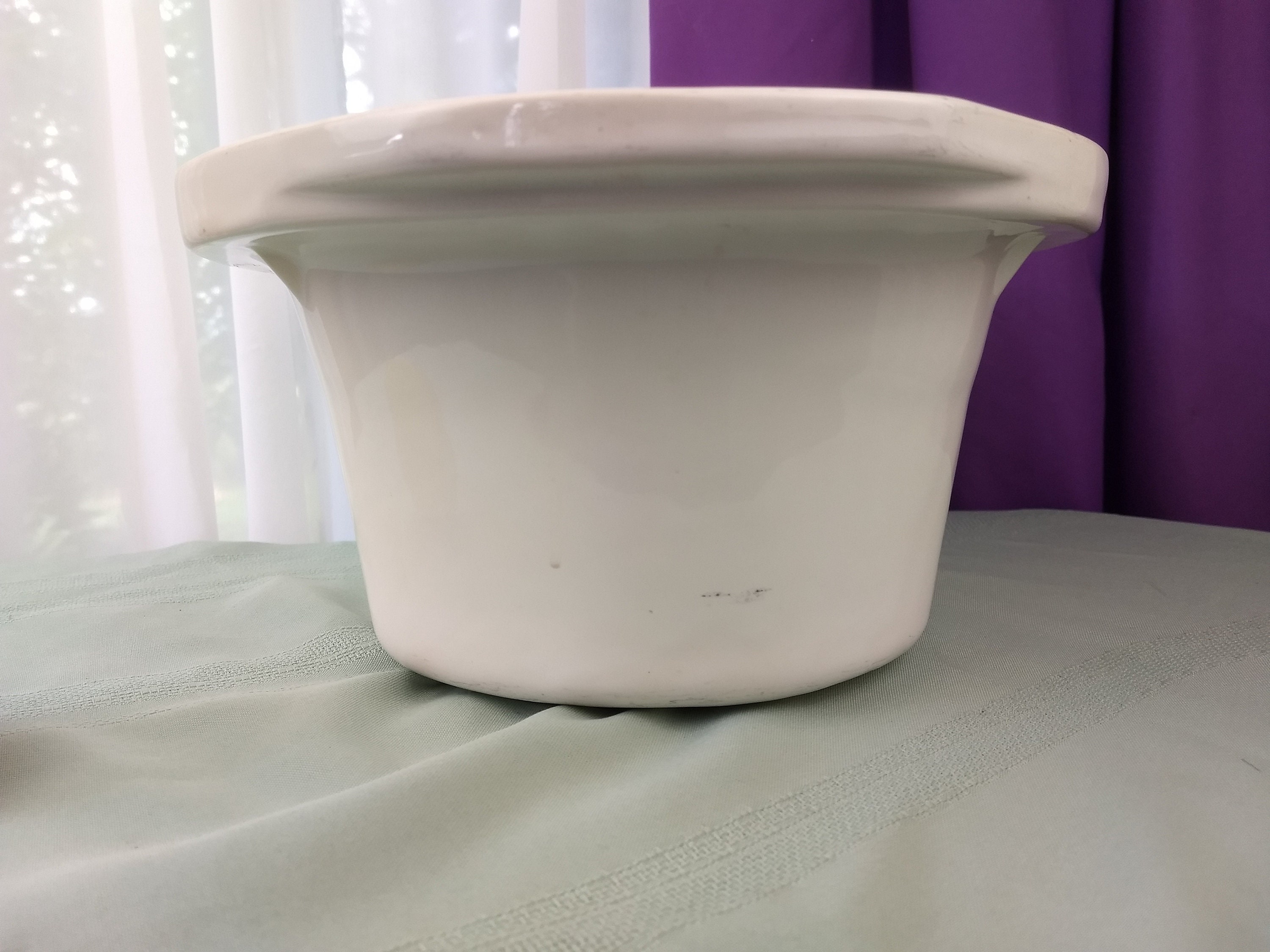 Vintage 4 1/2 Qt Replacement Divided White Oblong Crock Pot Insert Rare