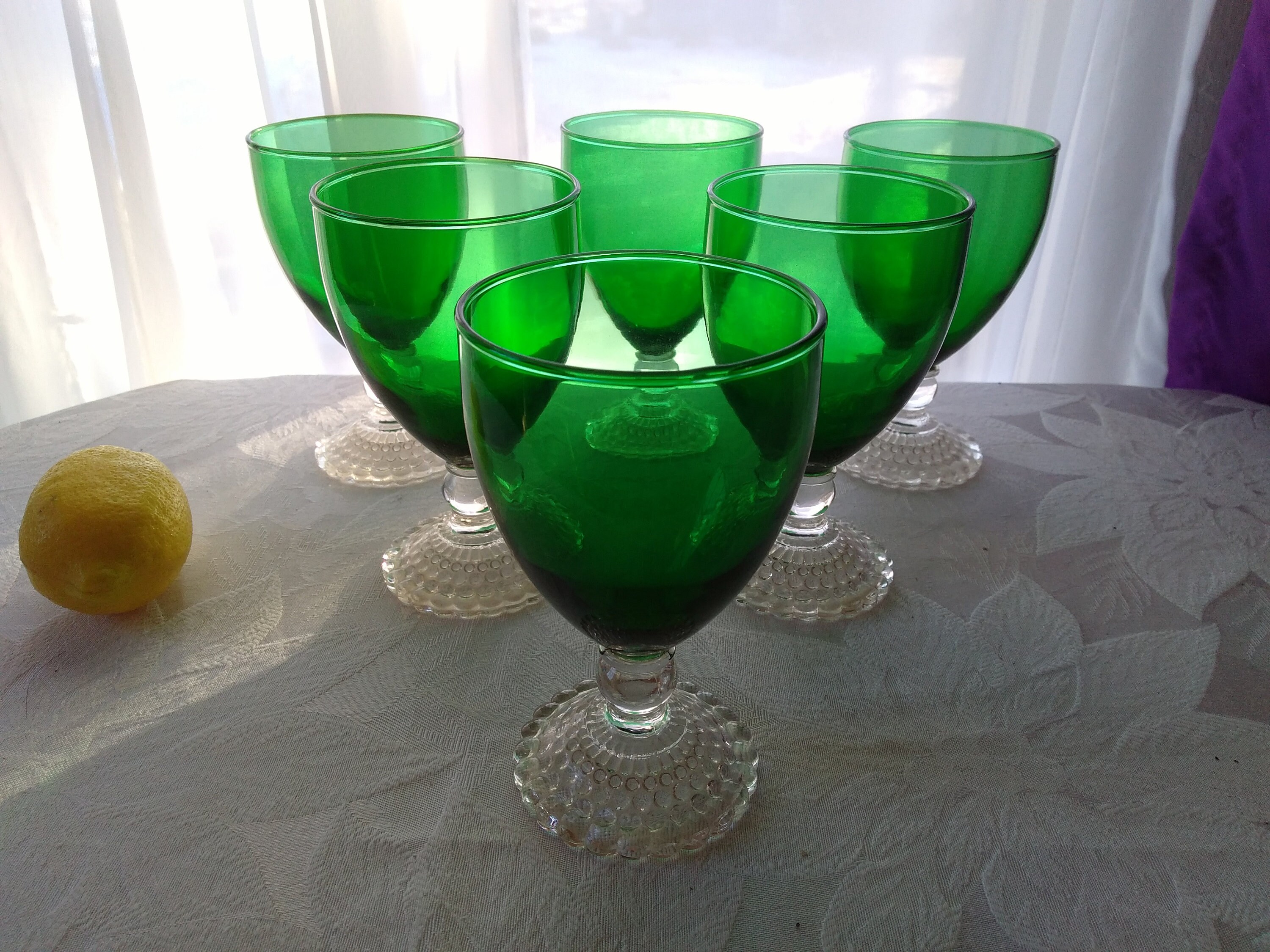 Green Burple Stemware Goblets Anchor Hocking Footed 10 Oz. Water