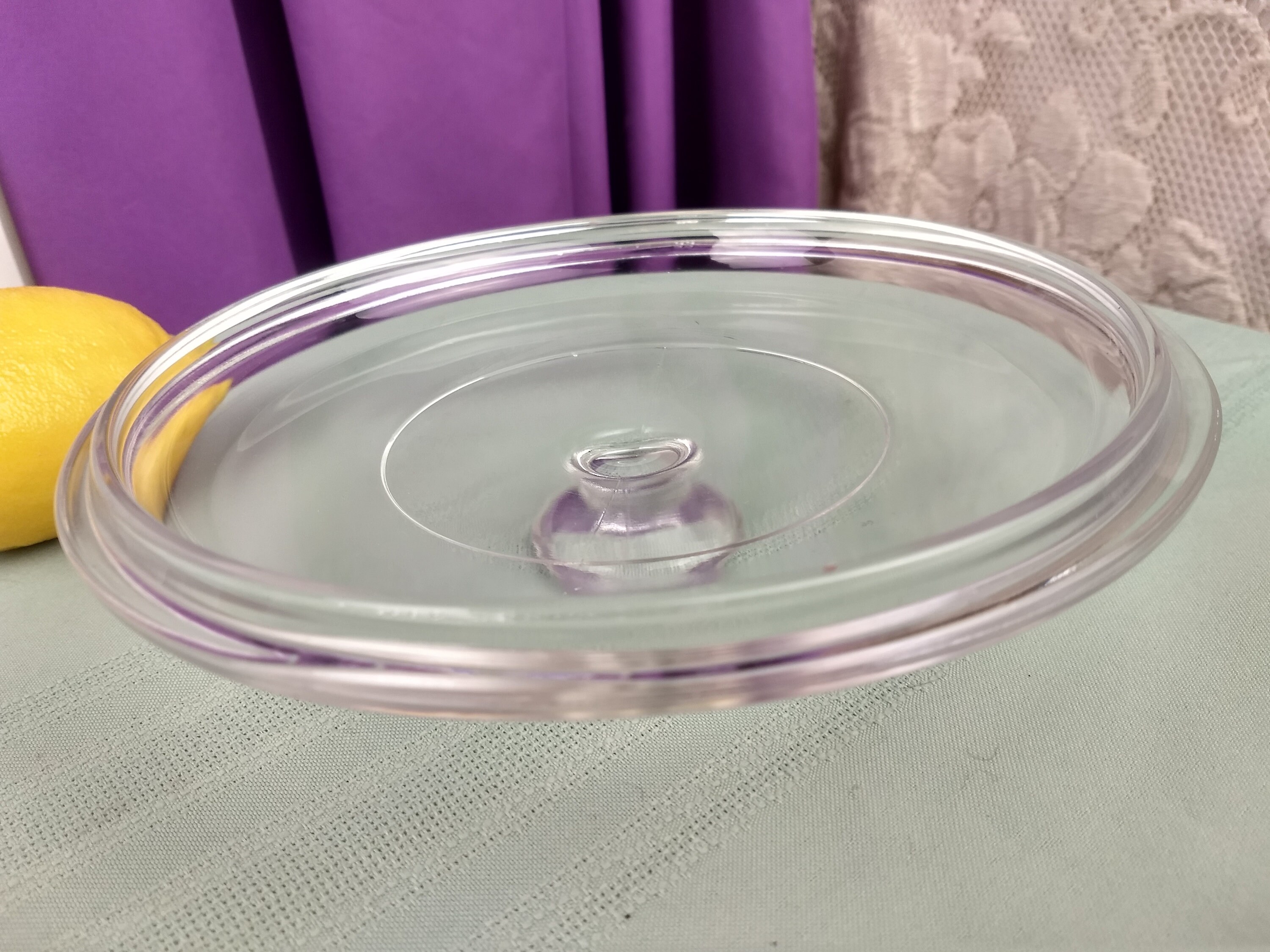 Corning Pyrex N 2 1/2 C Clear Round Lid Replacement Large Knob RARE