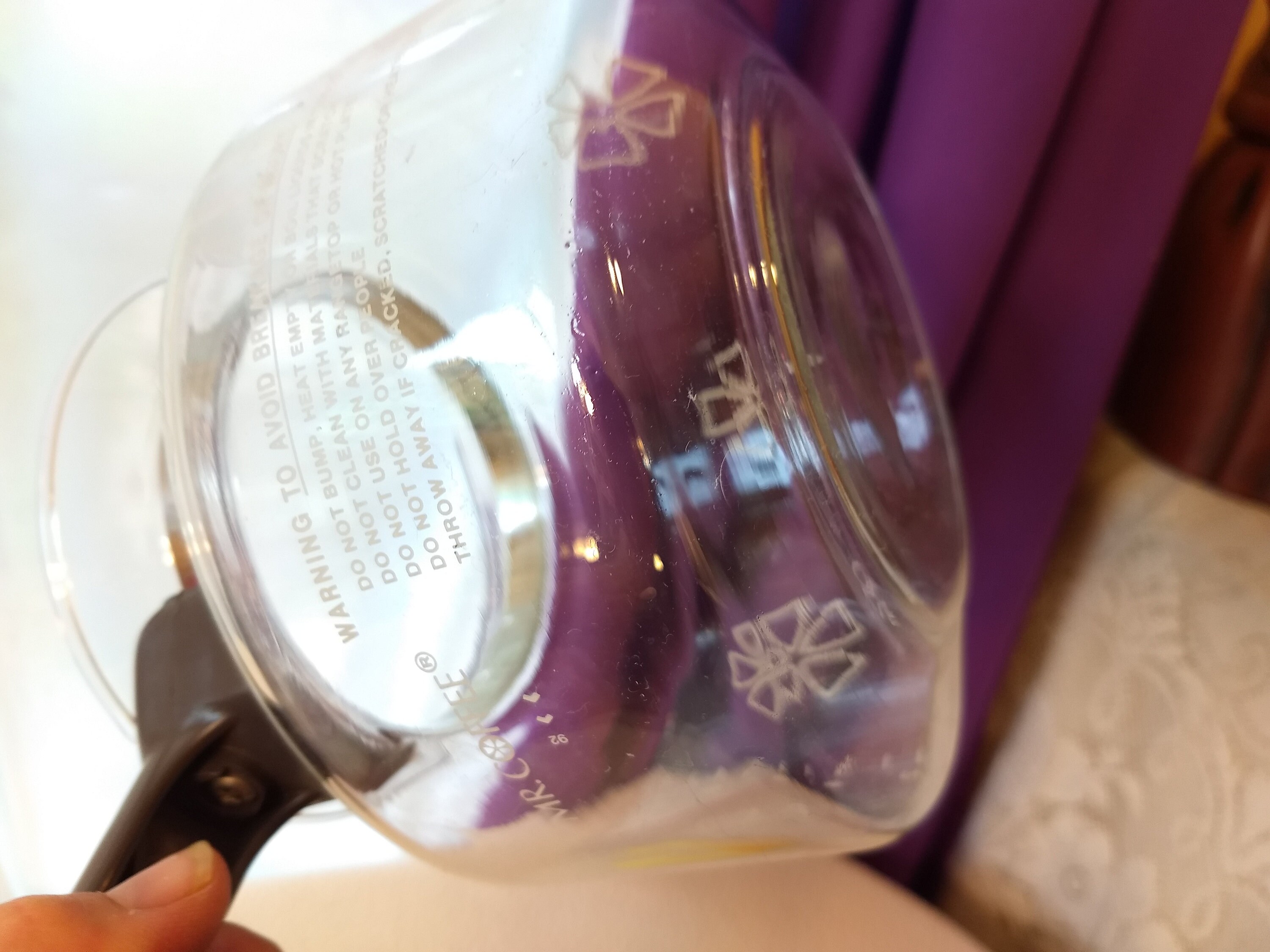 Mr. Coffee Replacement Pot Vintage 10 12 Cup Floral Design Glass Carafe With Brown Handle and