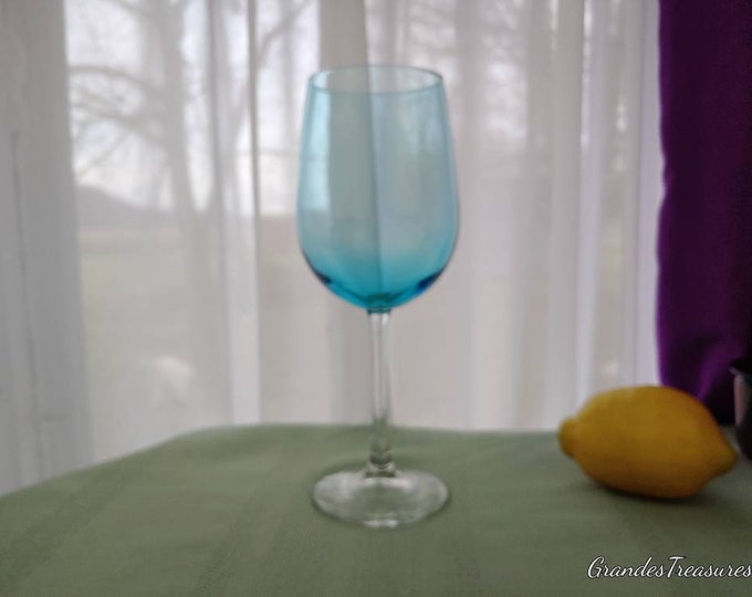 Vintage Large Clear Stem Colonial Blue Wine Glasses 16 Oz Very Large Wine Glasses Water Goblets