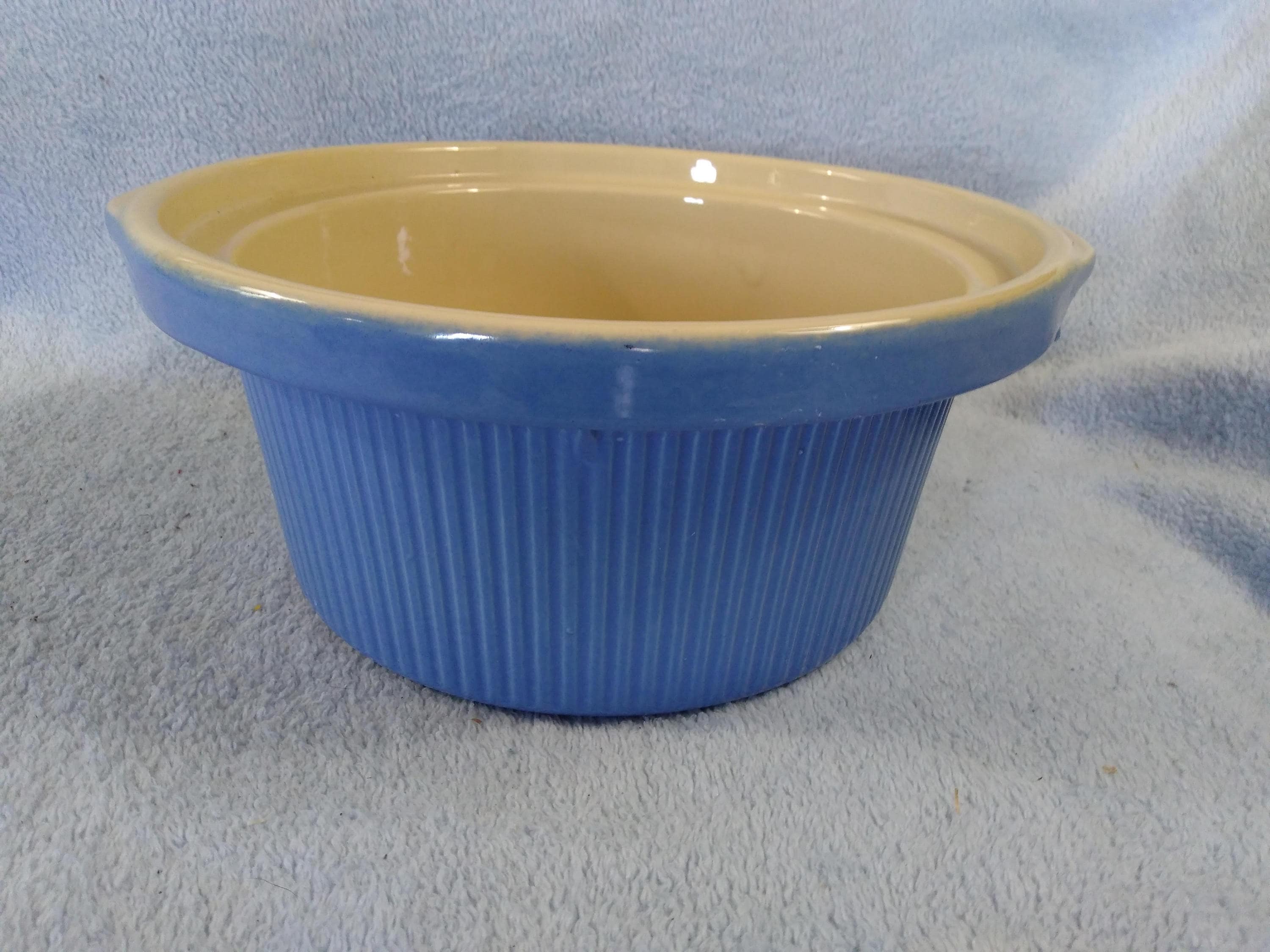 Rival Insert Crock Model 3355 Pot Blue & Beige Replacement Stoneware