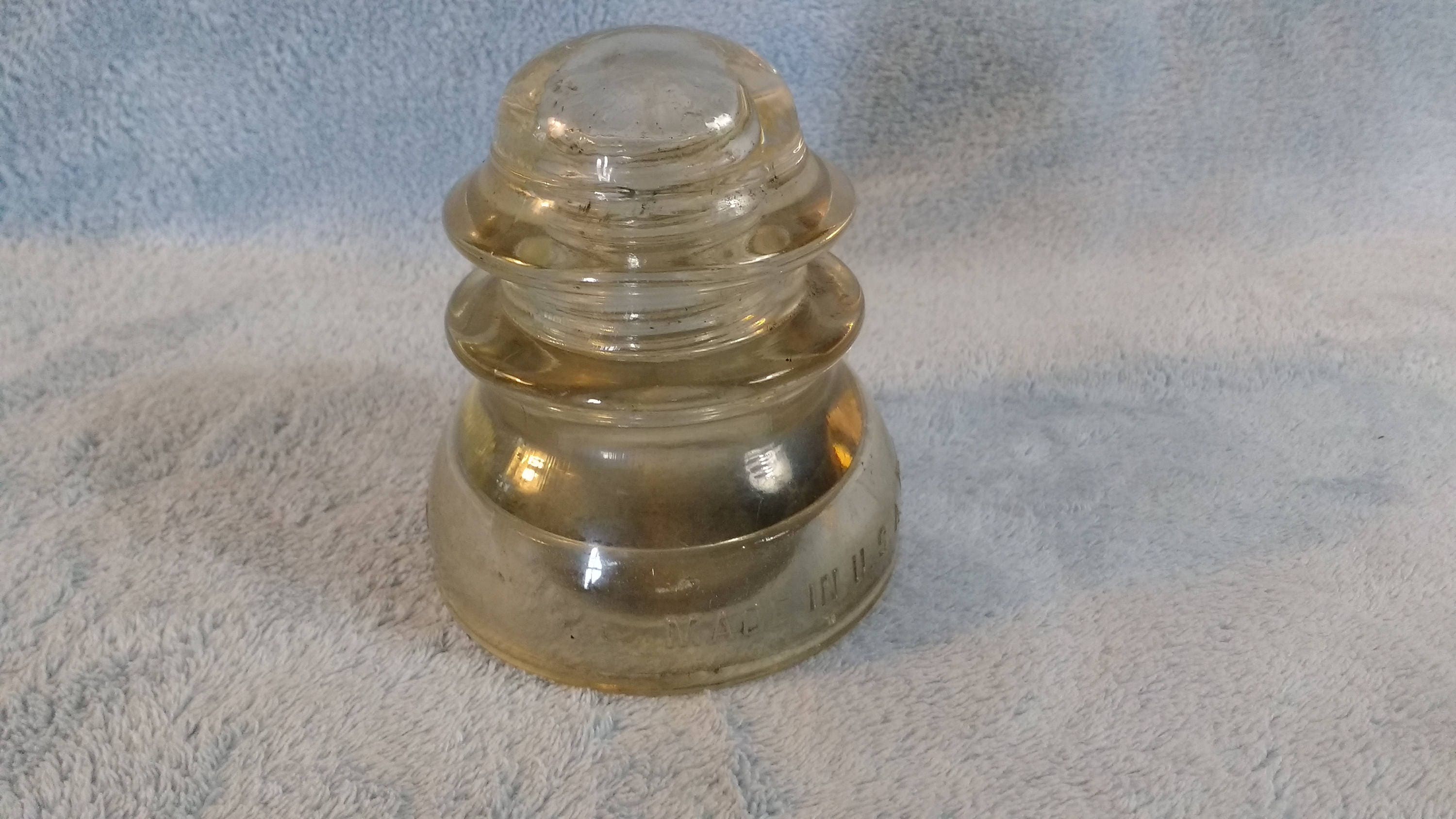 Vintage Whitehall Amber Hugh Glass Insulator For Electric Power Line Pole Number No. 1