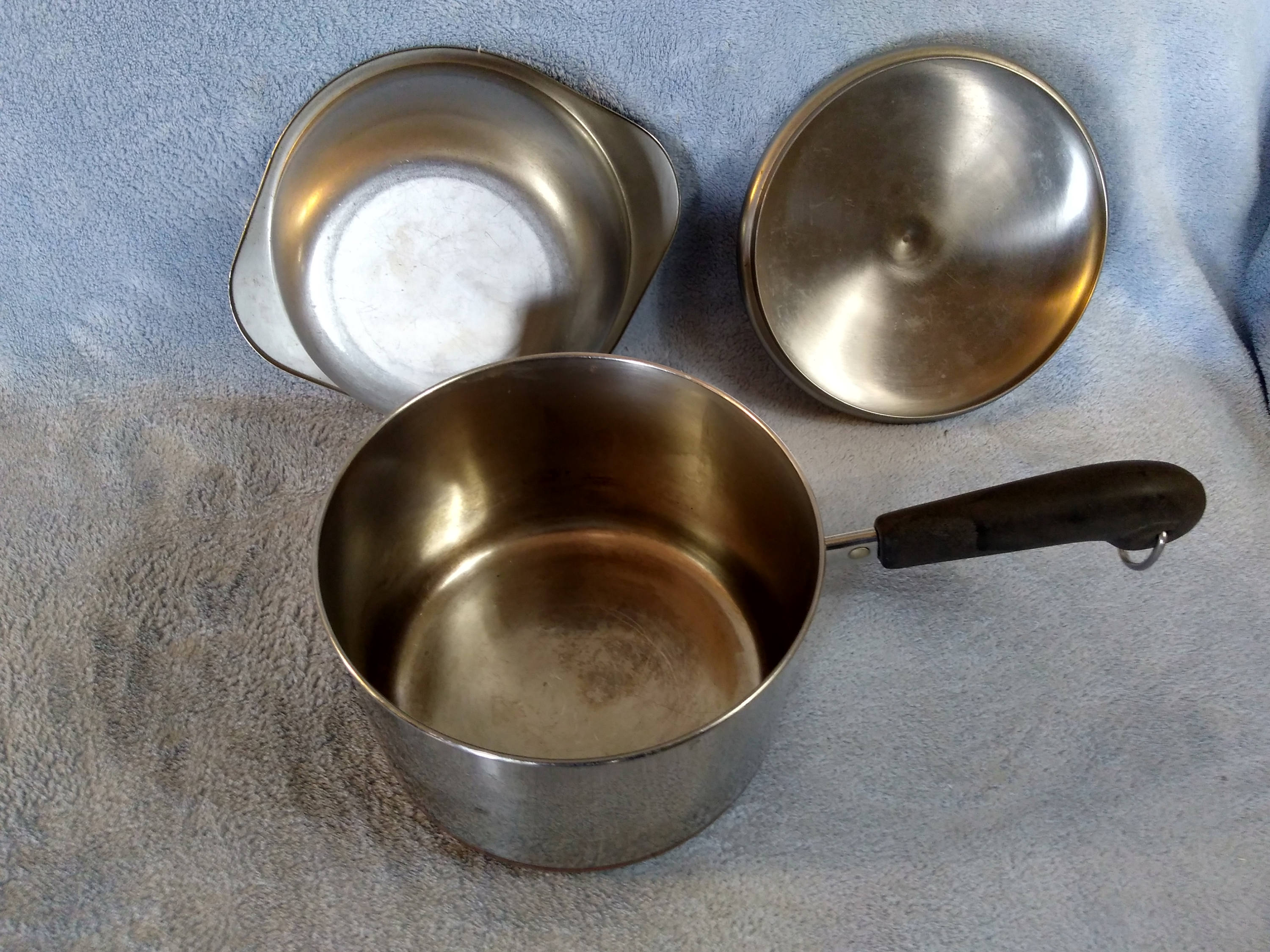 Revere Ware Stainless Steel 2 Quart Pan 1801 Copper Clad Bottom Double