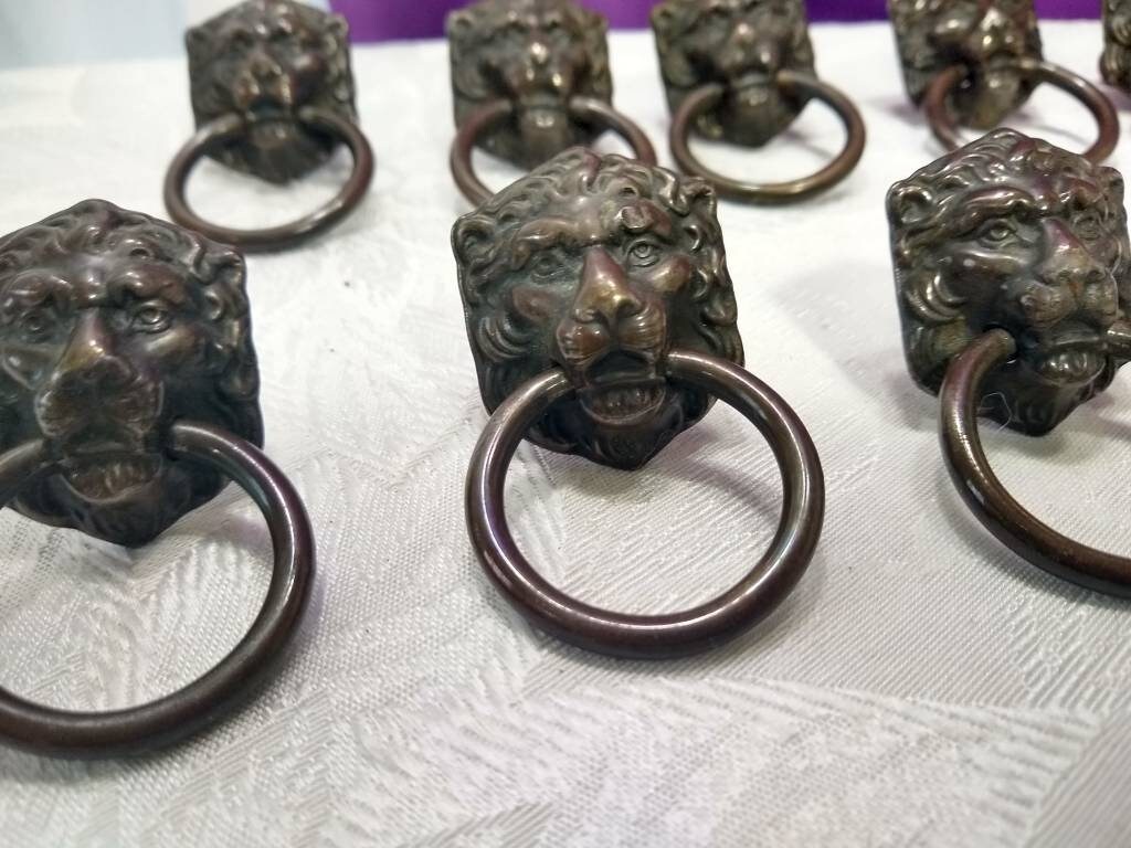 Brass Lion Head Drawer Pulls Circa 1930 S Set Of 10 Furniture