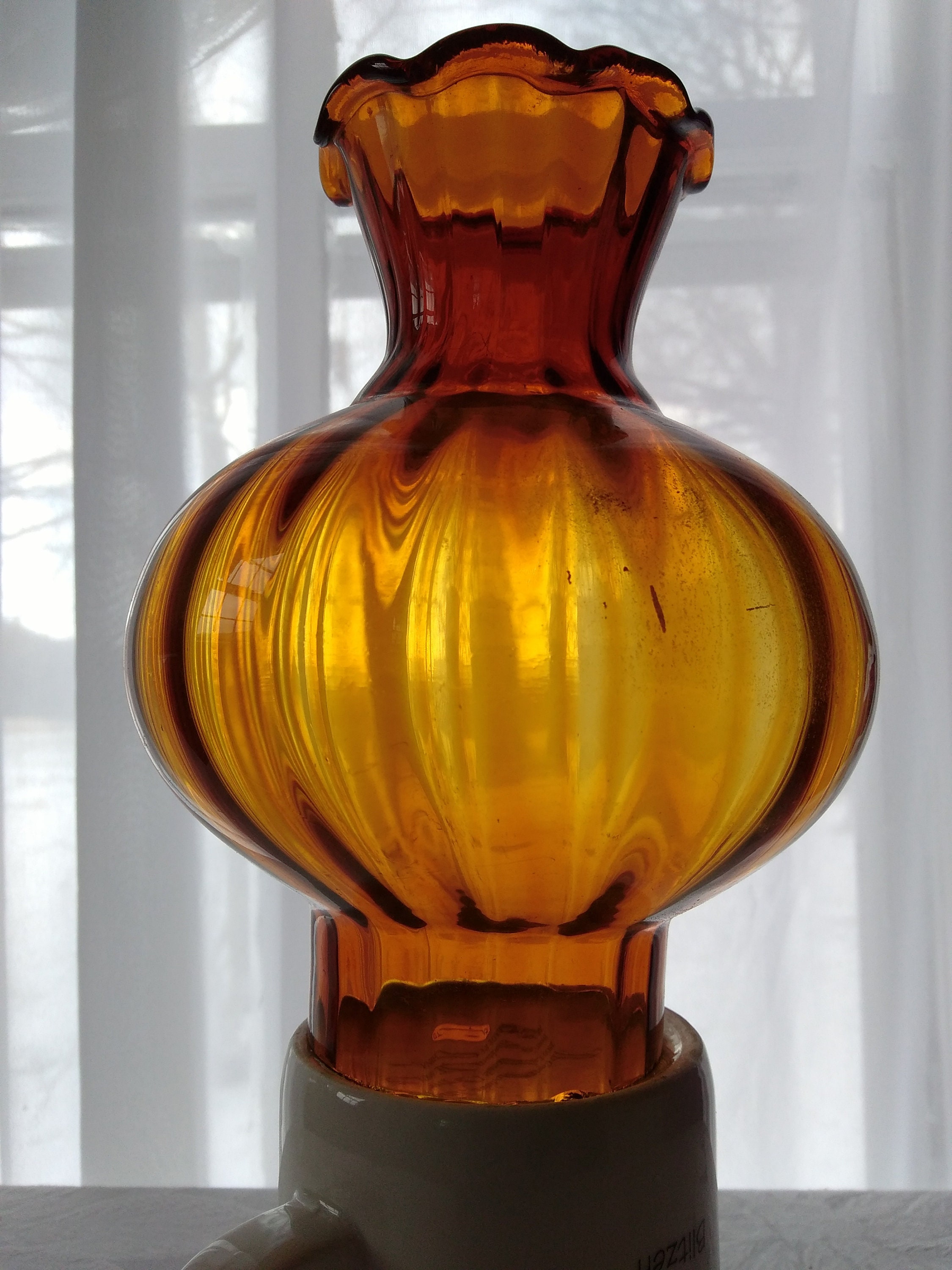 Amber Replacement Beveled Stained Glass Oil Lamp Shade Hurricane Light