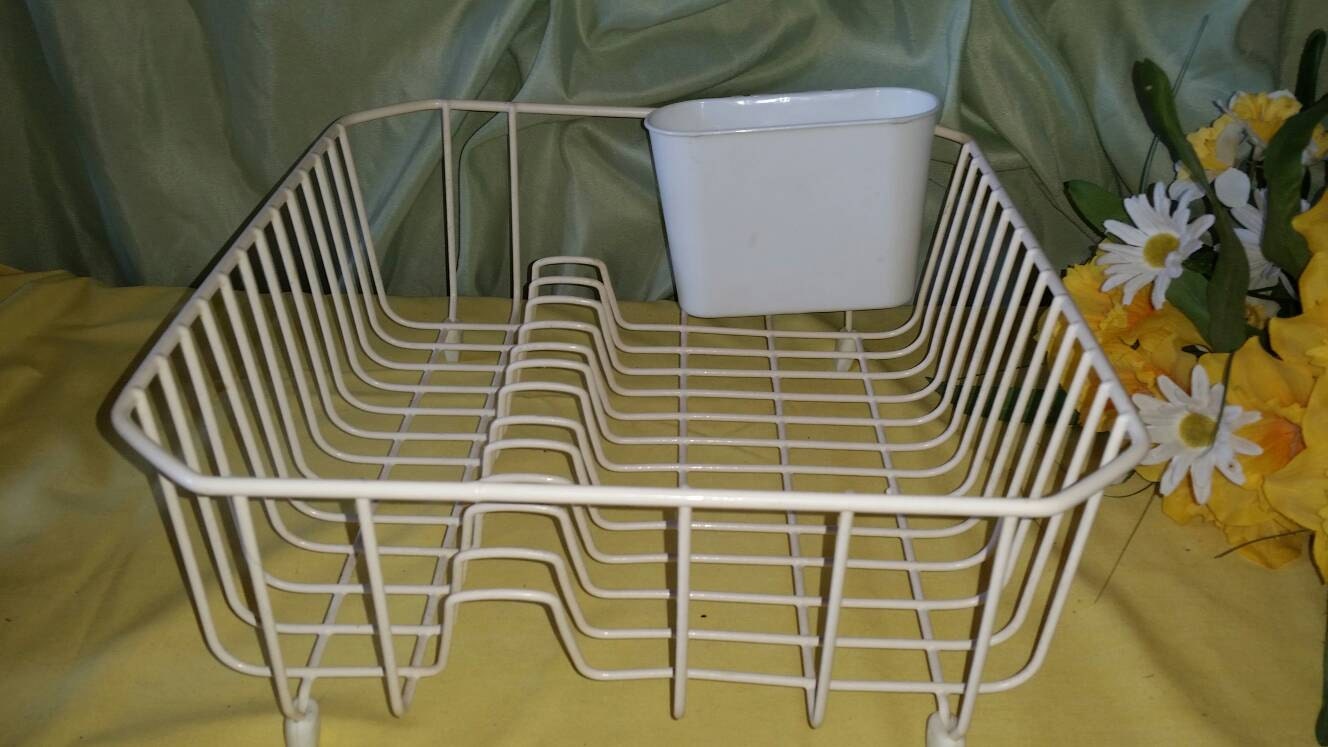 Rubbermaid Dish Drying Rack With Utensil Holder White Vintage Grandes