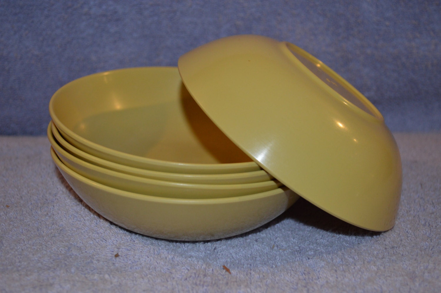 5 Plastic Yellow Gold Melmac Melamine Small Cereal Bowls