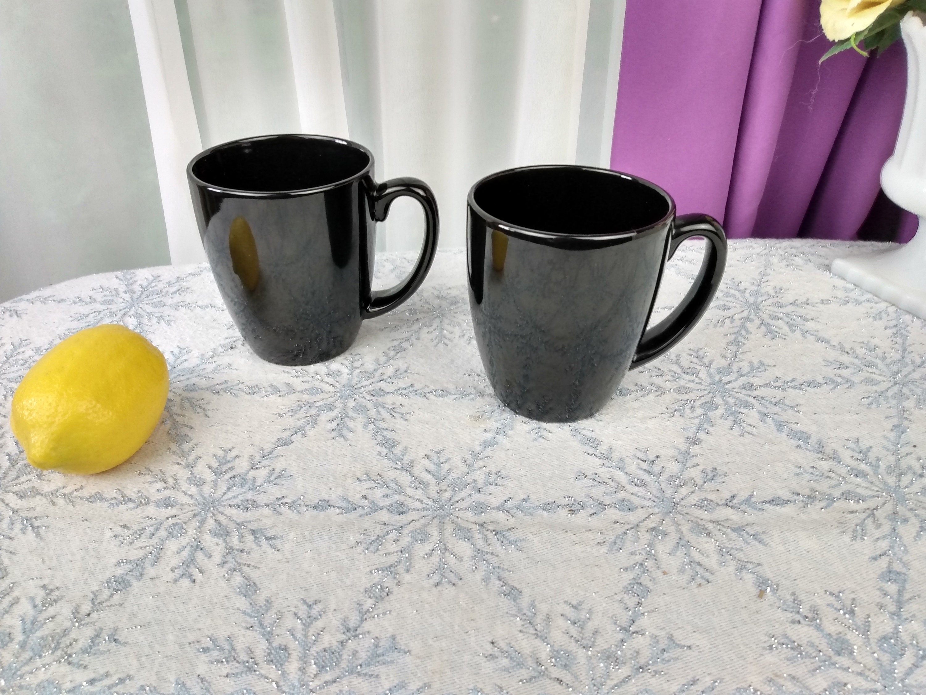 corelle black mugs