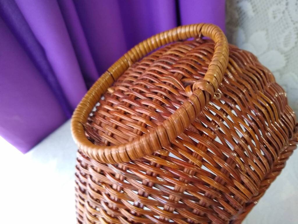 Wicker Easter Basket Easter Bouquet Bunny Gift Craft Easter Centerpiece Brown Wicker Rabbit