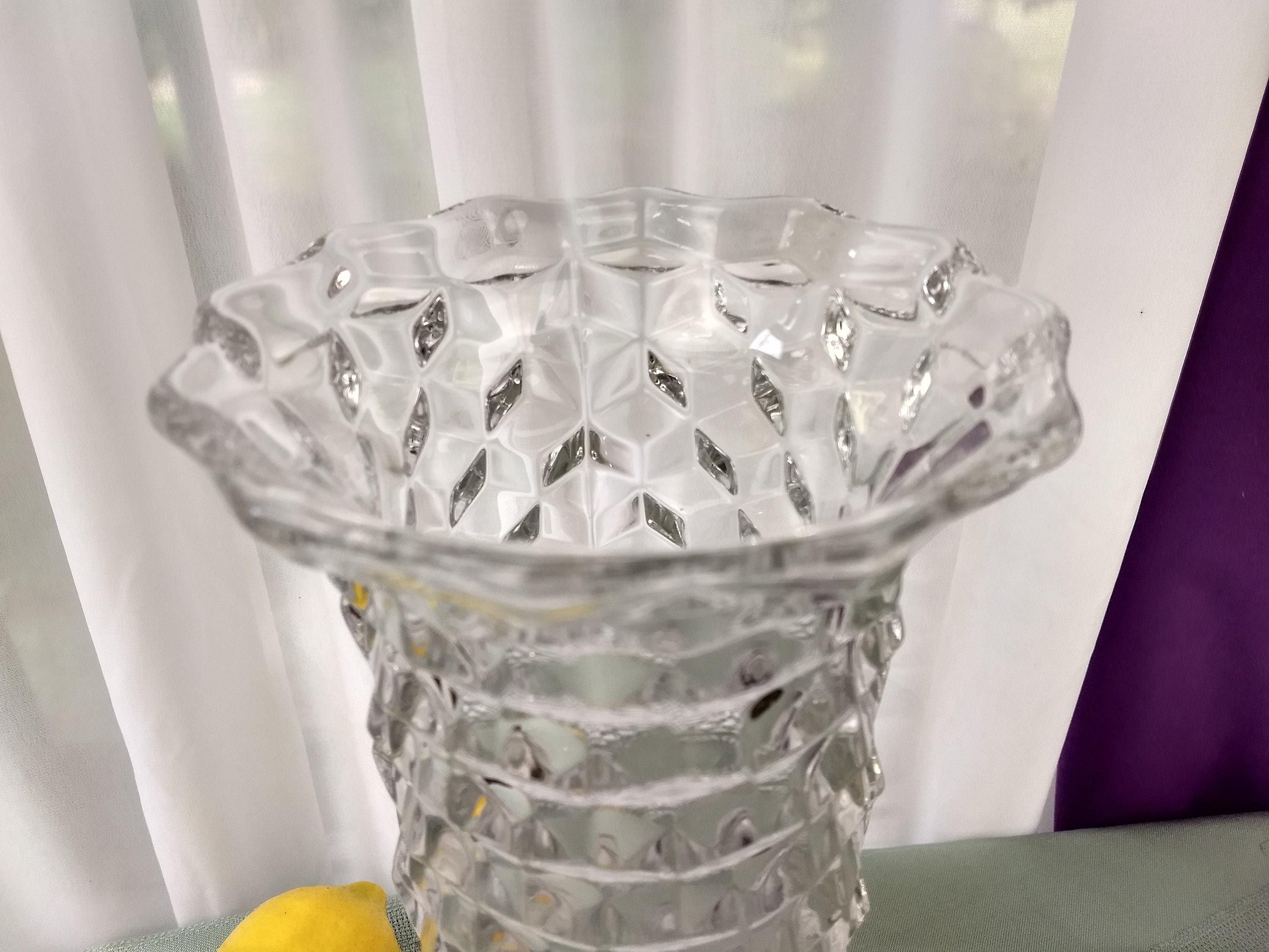 Fostoria American 9 Inch Flared Vase Chrystal Clear Vase Cubist Tall
