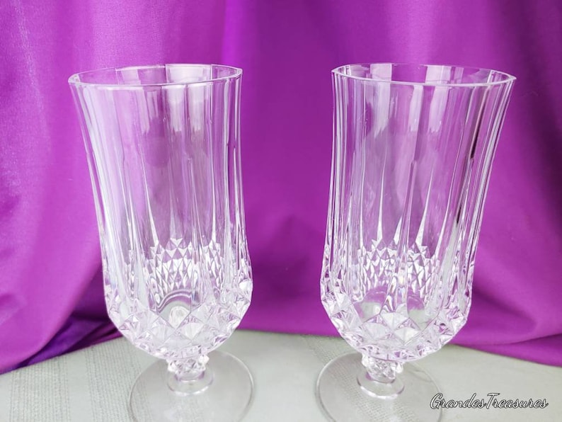 Verres à thé glacé Longchamps en cristal d'Arques-Durand lot de 2 verre soufflé cristal motif verre taillé image 9