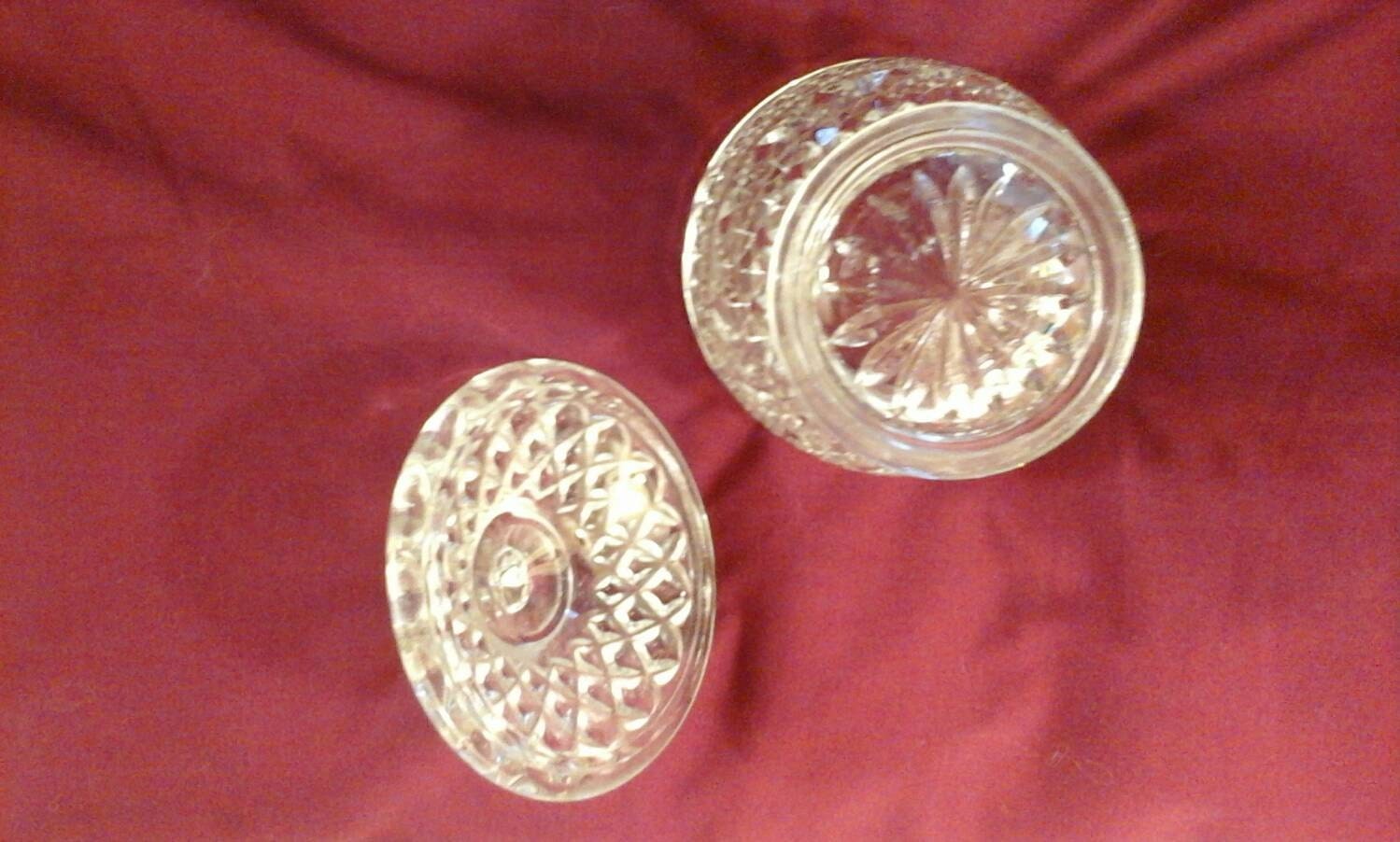 Vintage Anchor Hocking Diamond Cut EACG Glass Sugar Bowl With Lid