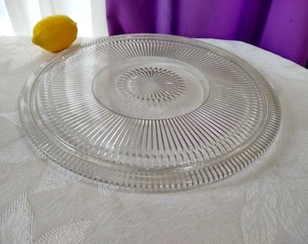 Large Glass Cake Plate 3 footed Large 12 Inch Rare Fits 11 Inch Cake  RARE Kitsch Kitchen Cake Fitd 11 Inch Cake Cover.