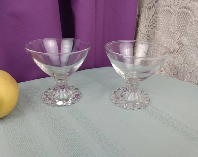 Vintage Anchor Hocking Candlewick Boopie Sherbert Dessert Dishes Champagne Glasses Set Of 2 Retro 60's