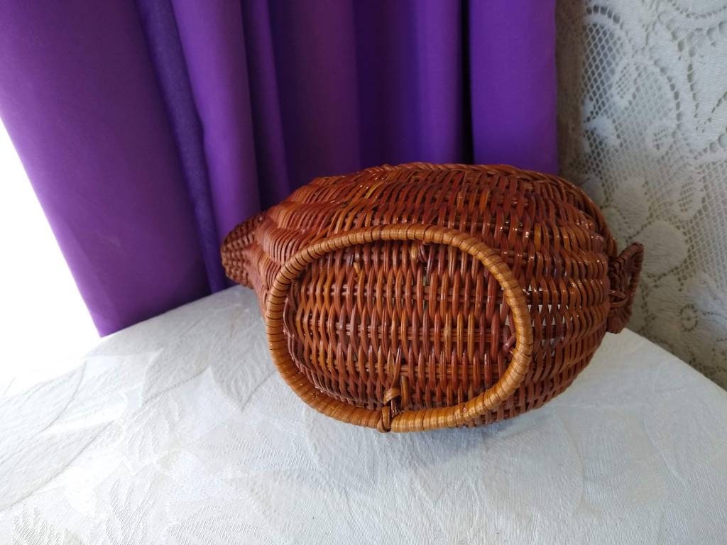 Wicker Easter Basket Easter Bouquet Bunny Gift Craft Easter Centerpiece Brown Wicker Rabbit