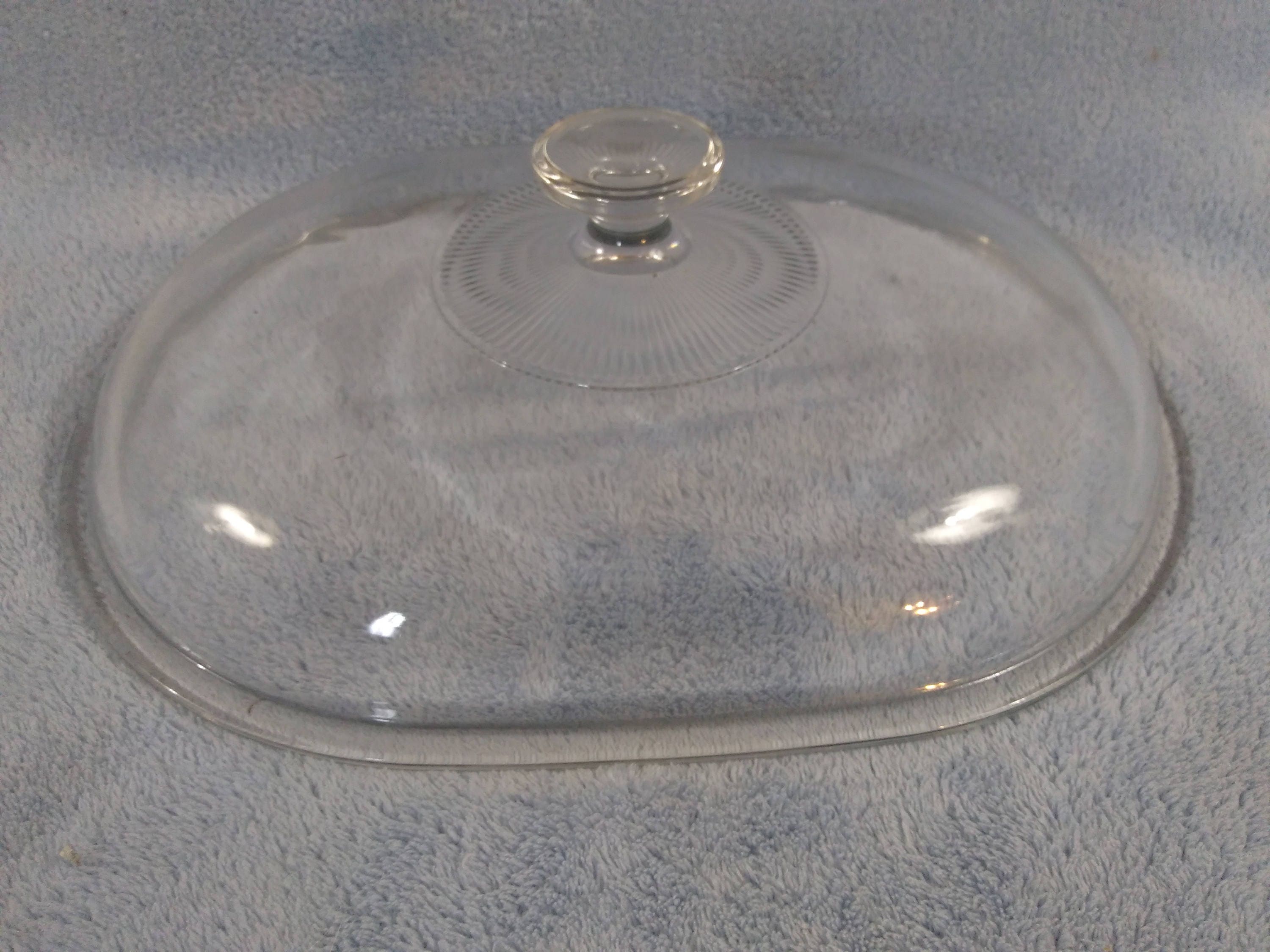 Vintage Large Clear Glass Oval PYREX Ribbed Lid B 34 C For Callaway