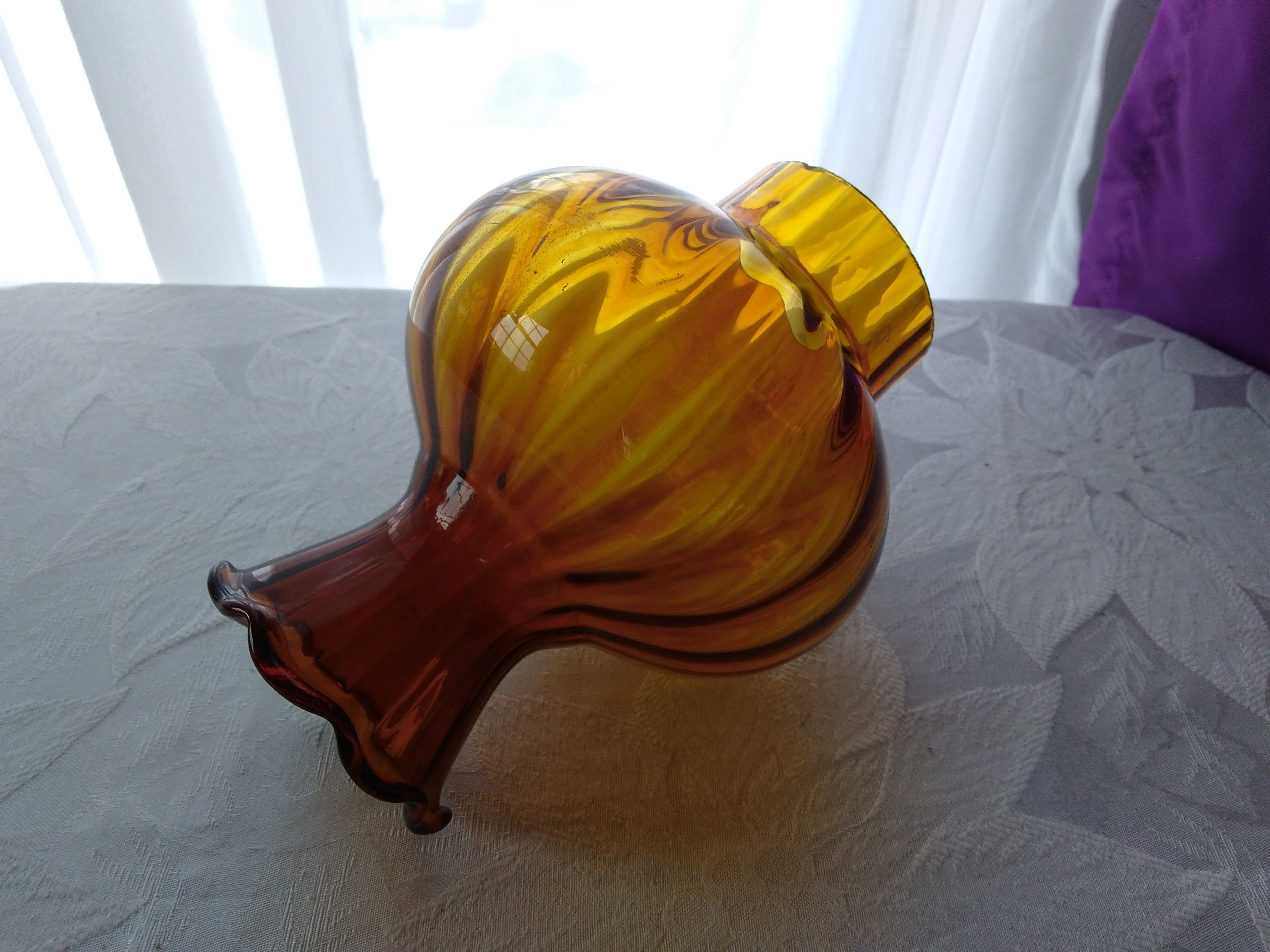 Amber Replacement Beveled Stained Glass Oil Lamp Shade Hurricane Light