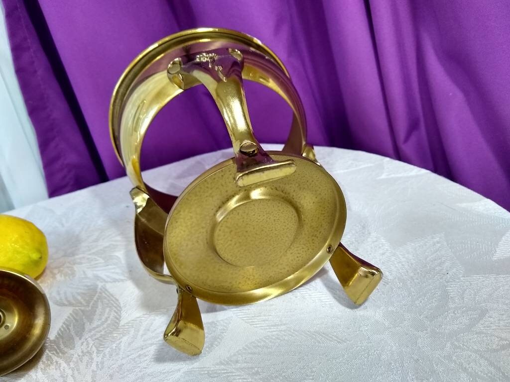 Vintage Brass Coffee Carafe With Candle Warming Base Mid Century Formal