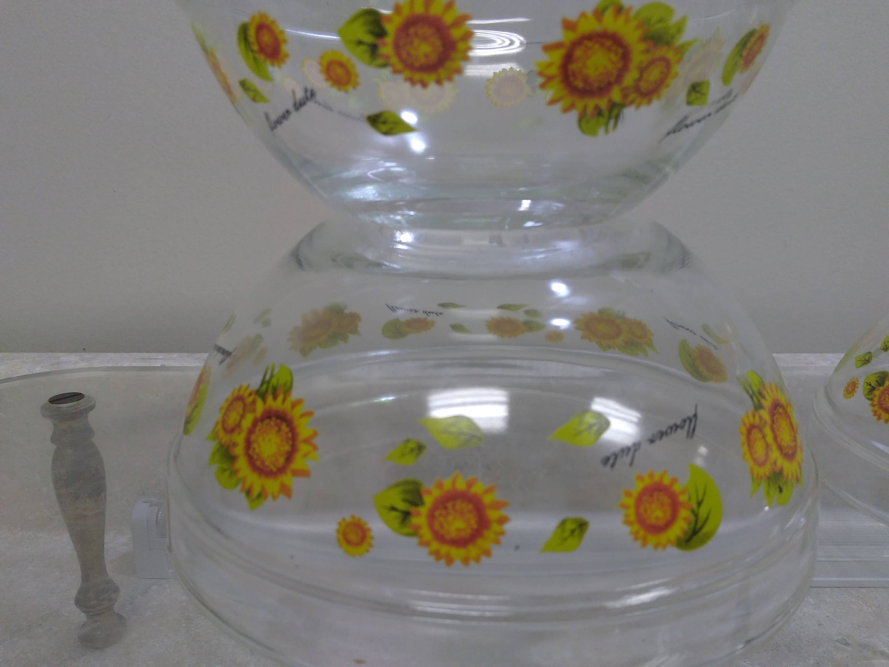 Vintage Imperial Glass SunFlowers Set Of 4 Clear Nesting Bowls 1970's