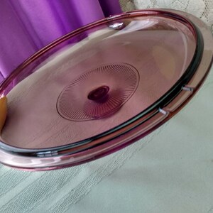 Pyrex Visions Cranberry V 12 C 9 inch Lid Fits the Visions 9 B Visionware Skillet Replacement Pink Glass Cover image 4
