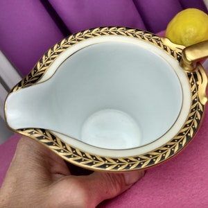 Noritake 4786 Goldbeam Fine Porcelain China Creamer Hand Painted Replacement Fine Dining Formal Dinnerware Gold on Black On White image 3