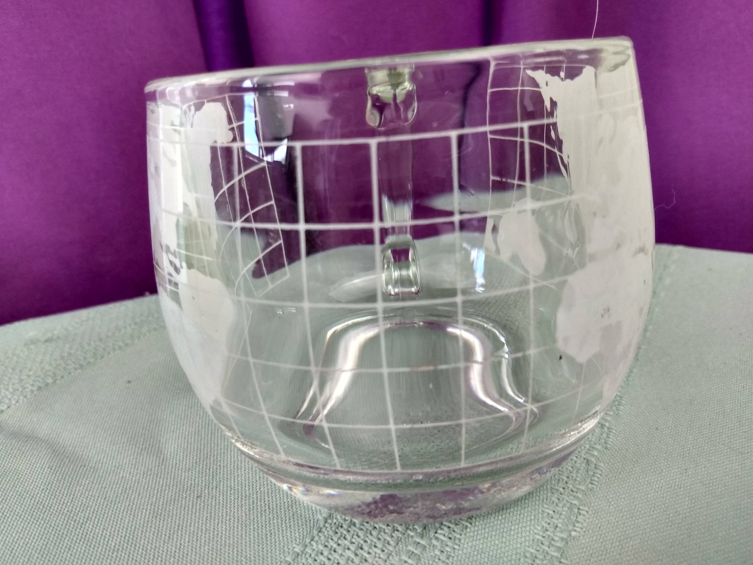 Vintage Nestle Clear Glass World Globe Coffee Mugs 1970's Promotional