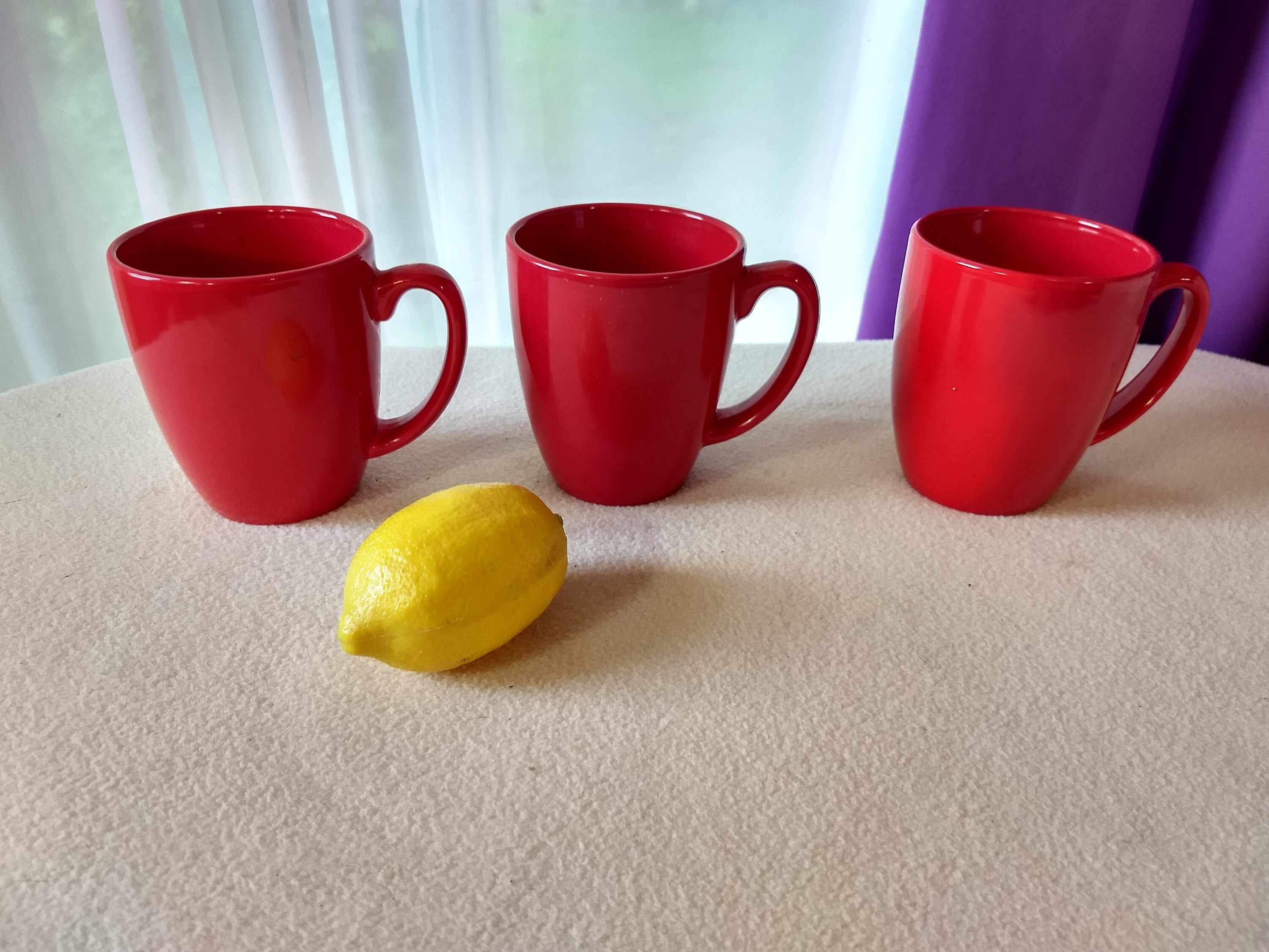 Set Of 3 Corelle Coordinates Solid Bright Red Ceramic Stoneware Coffee