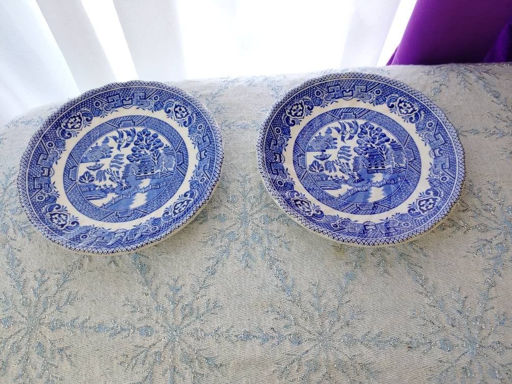 Myott Meakin Tableware Blue Willow Tea Cup Saucers 2 Swirl Pattern