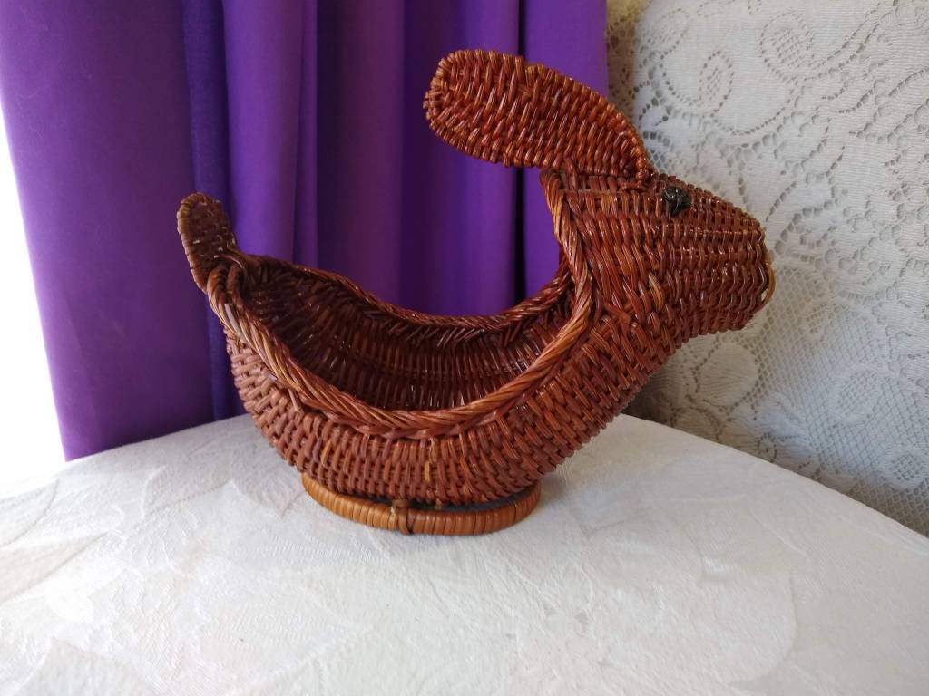 Wicker Easter Basket Easter Bouquet Bunny Gift Craft Easter Centerpiece