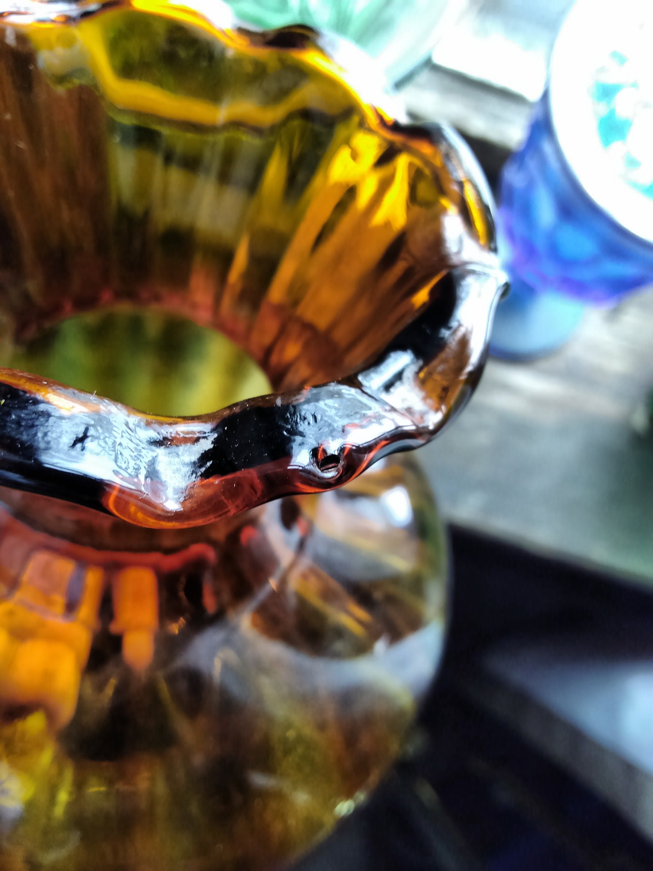 Amber Replacement Beveled Stained Glass Oil Lamp Shade Hurricane Light