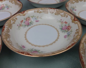 Noritake Topaze Berry Bowls Morimura Set of 2 Antique Fine China Of Japan 653 Small Dessert Dishes Rare