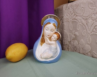 Virgin Mary With Jesus Vintage Madonna And Child Planter By Shafford Ceramic Made In Japan