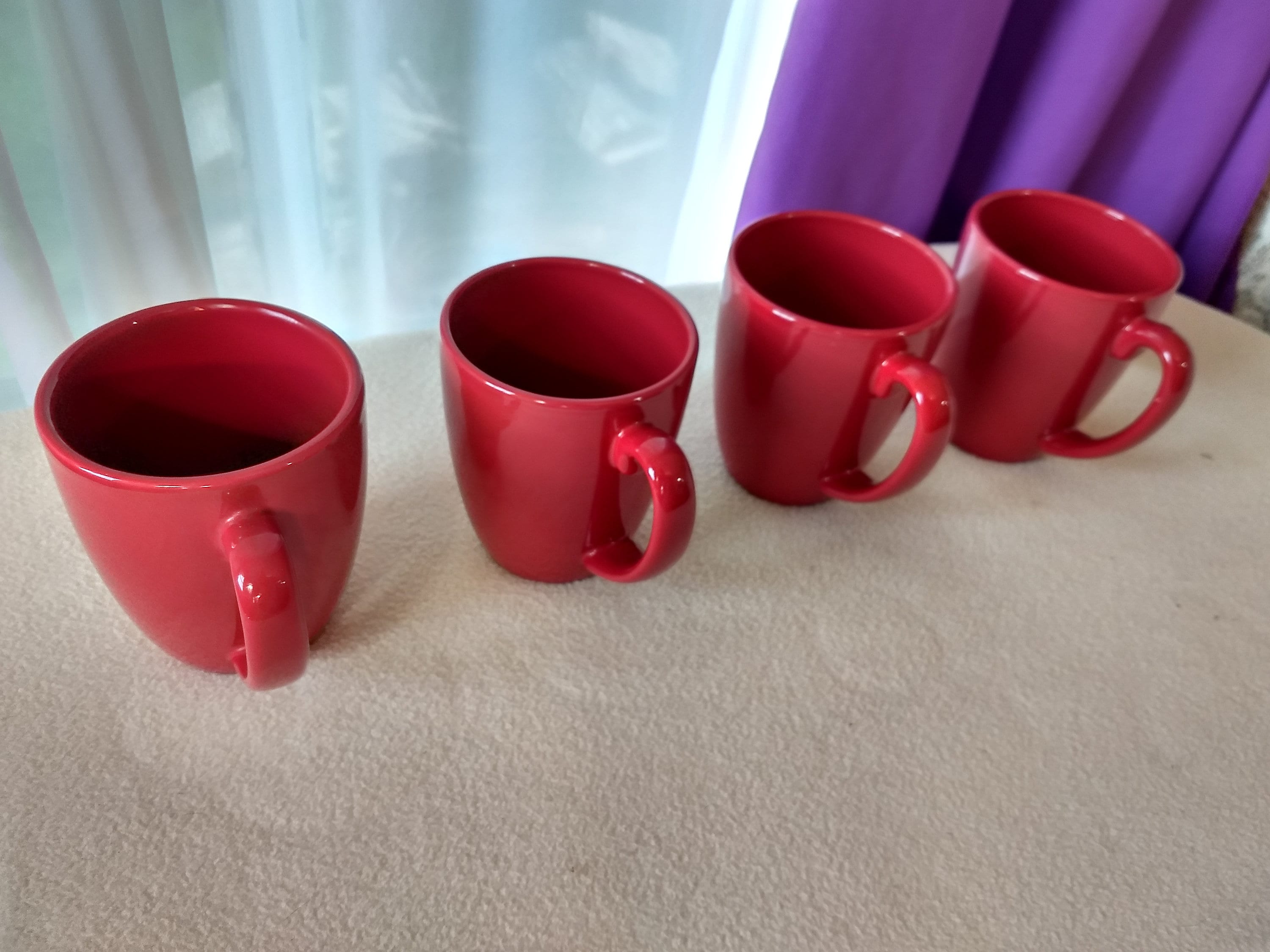 Berry Red Corelle Stoneware 10 Oz. Coffee Mugs Ceramic Cups Corning
