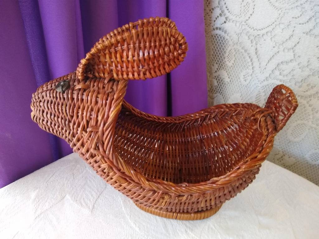 Wicker Easter Basket Easter Bouquet Bunny Gift Craft Easter Centerpiece