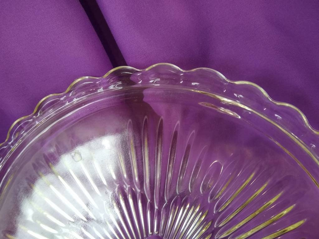 10 Inch Cake Plate Indiana Glass Footed Flower Starburst