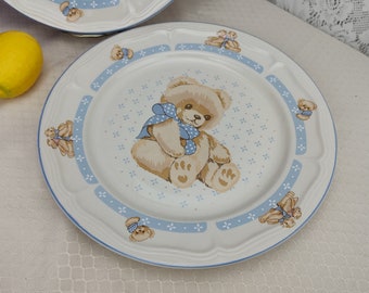 Tienshan Country Bear Set of 2 Stoneware Dinner Plate Collectable Replacement China Affordable Gift GrandesTreasures