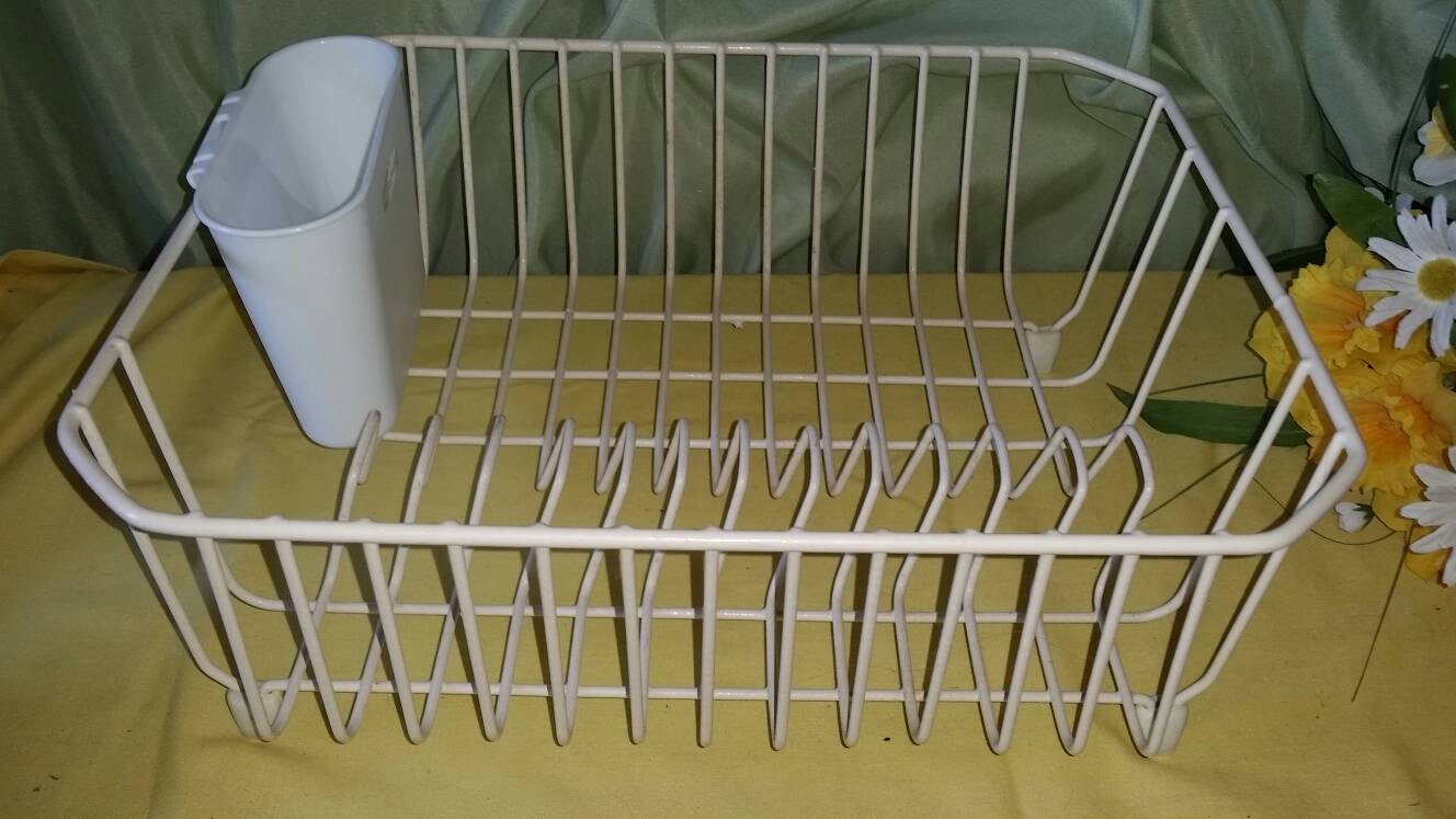 Rubbermaid Dish Drying Rack With Utensil Holder White Vintage Grandes