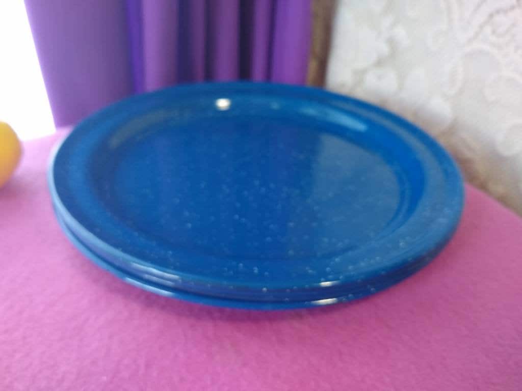 Enamelware Blue Speckled Tin Dinner Plates Enamel Coated Graniteware