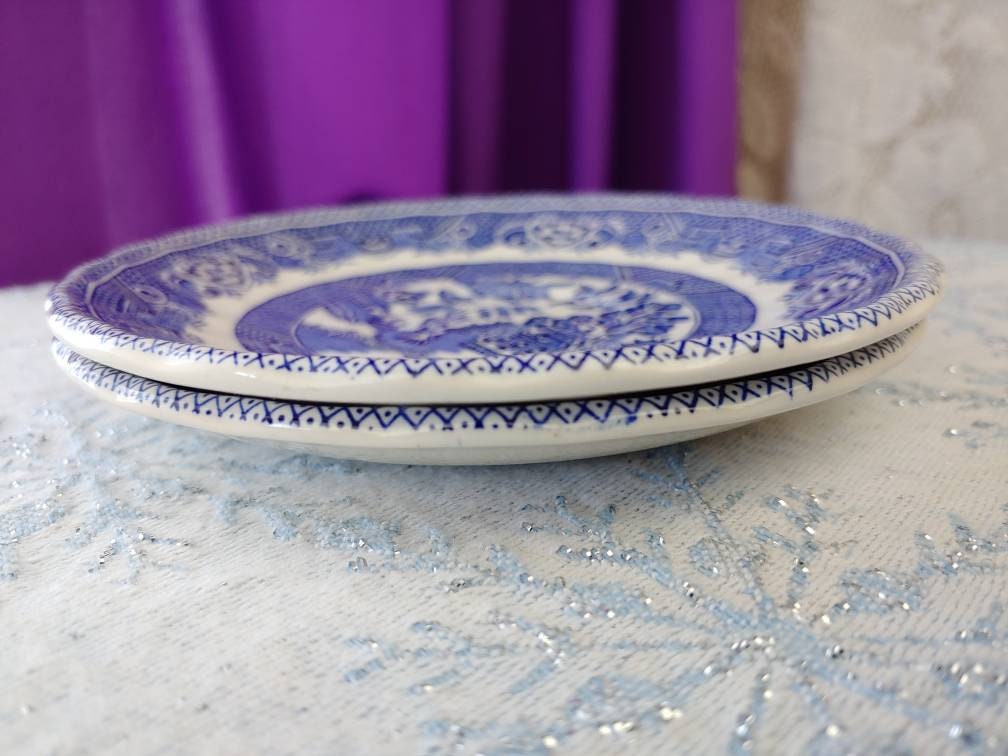 Myott Meakin Tableware Blue Willow Tea Cup Saucers 2 Swirl Pattern