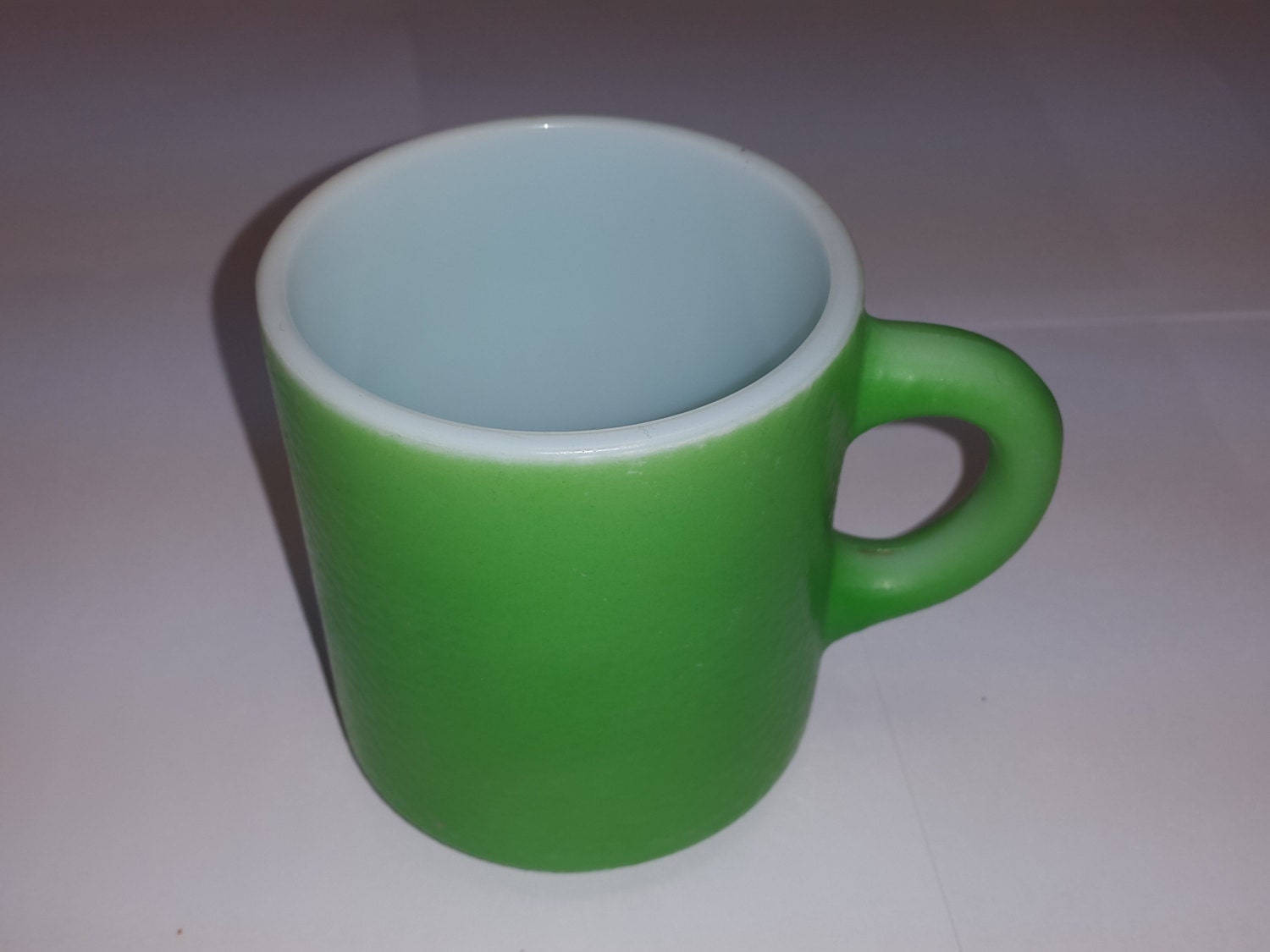 Vintage Primary Green Milk Glass Tea Coffee Collector Mug Cup