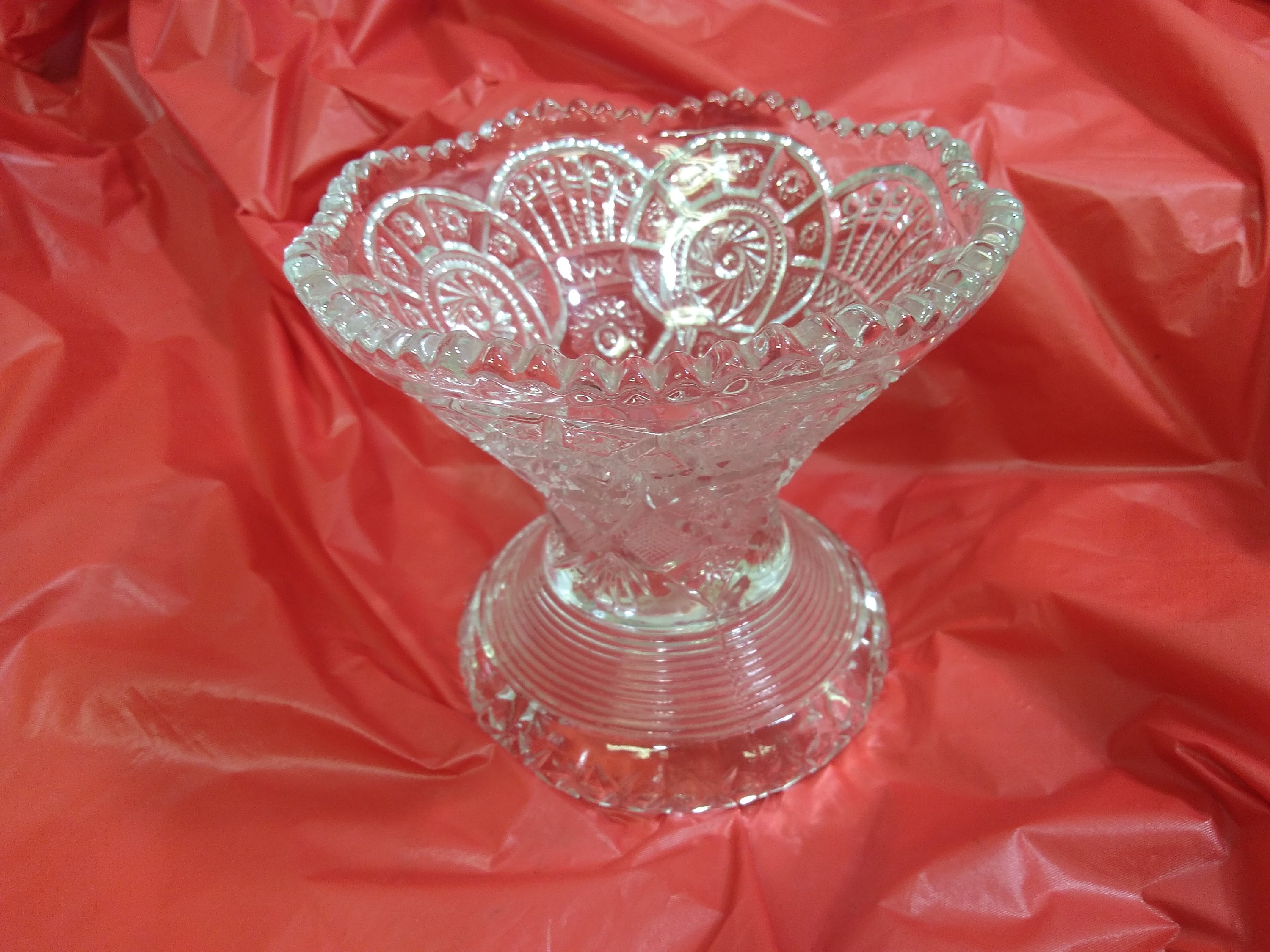 Imperial Glass 733 Punch Bowl Pedestal Base Broken Arches Early