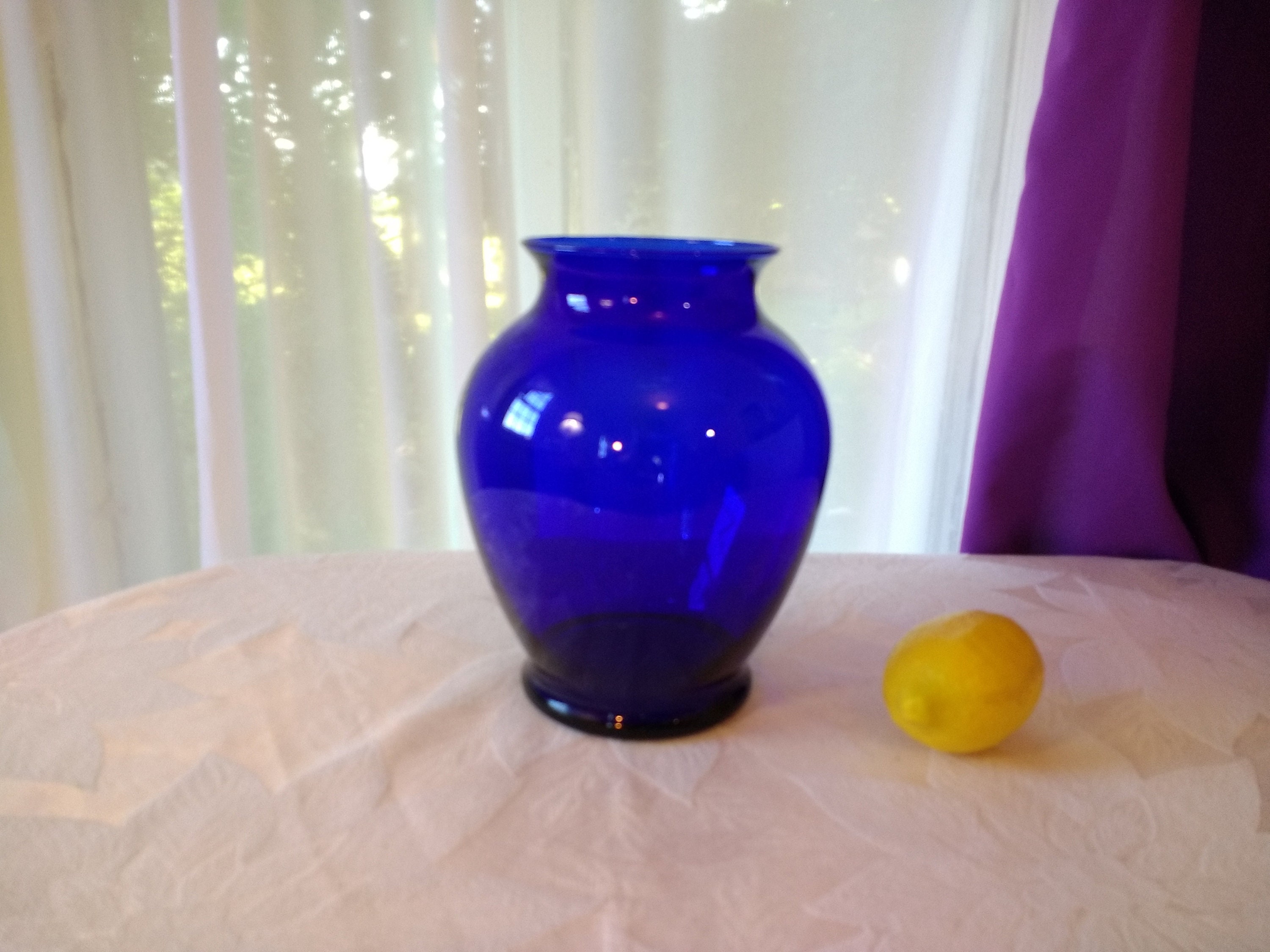 Classic Deep Cobalt Blue Glass Flower Vase