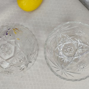 Vintage Glassware, Prescut Cereal Bowls Set Of 2 Anchor Hocking Early American Pressed Glass Cereal Bowl 775 Star Of David Bowl Set image 10