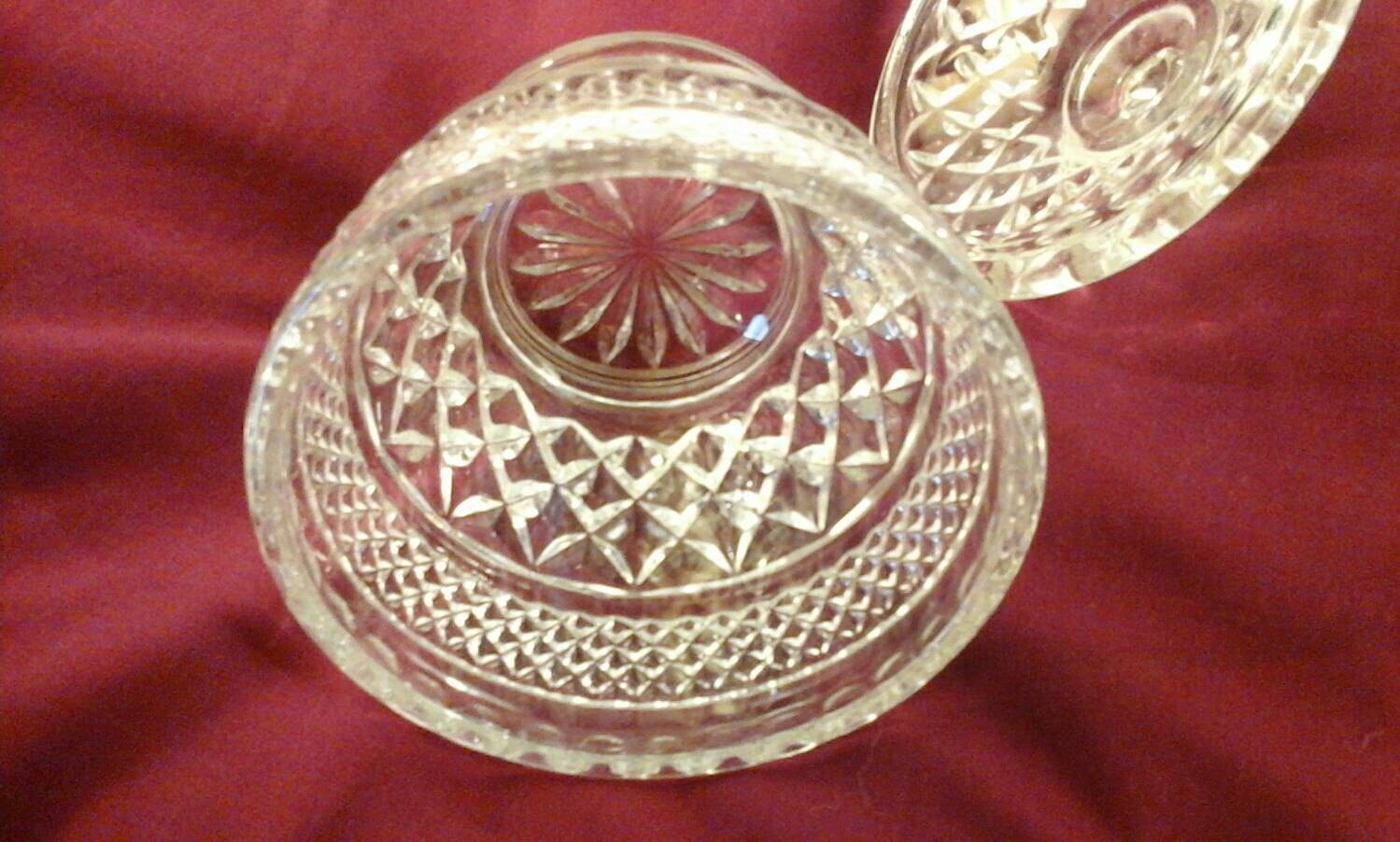 Vintage Anchor Hocking Diamond Cut EACG Glass Sugar Bowl With Lid Replacement